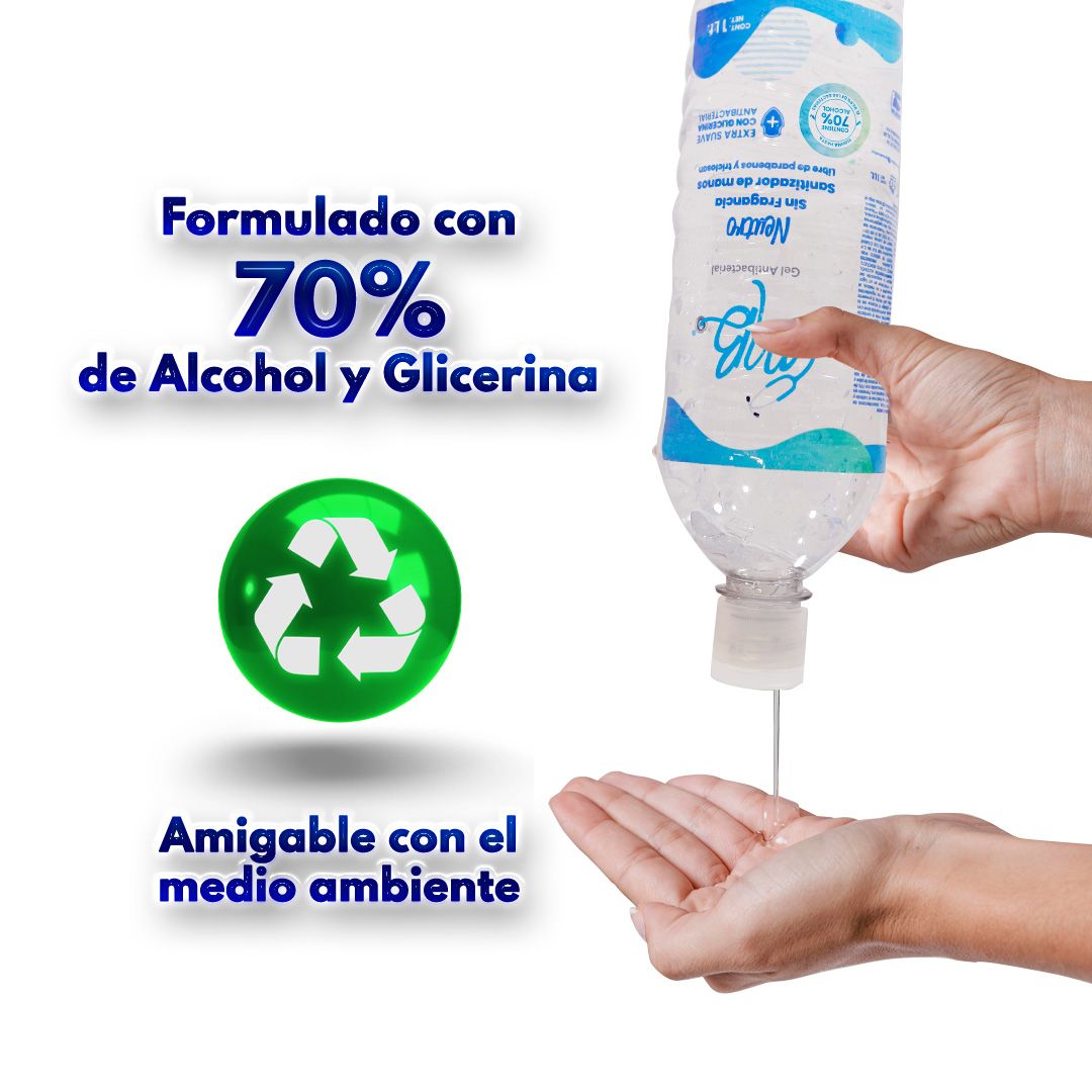 Foto 3 pulgar | Gel Antibacterial 1 Litro Caja 16 Piezas + 100 Cubre Bocas