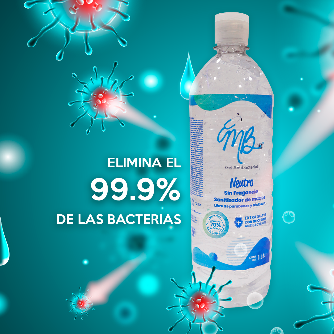 Foto 4 pulgar | Gel Antibacterial 1 Litro Caja 16 Piezas + 100 Cubre Bocas