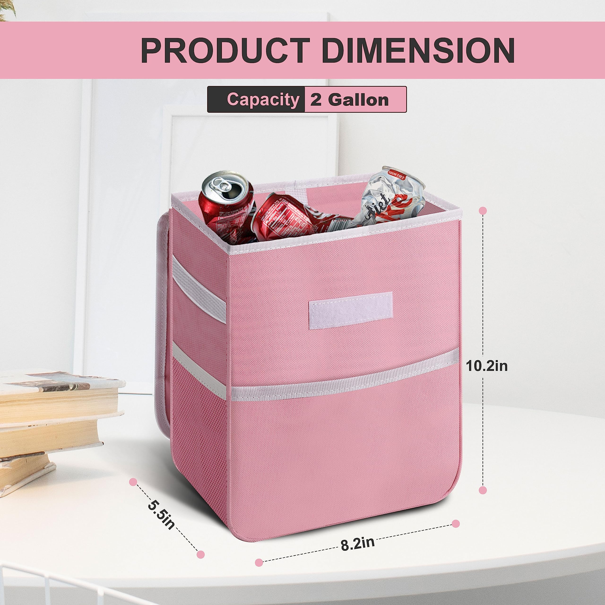 Foto 2 | Bote De Basura Para Coche Simple Deluxe, A Prueba De Fugas, 7,6 L, Con Tapa, Rosa - Venta Internacional.