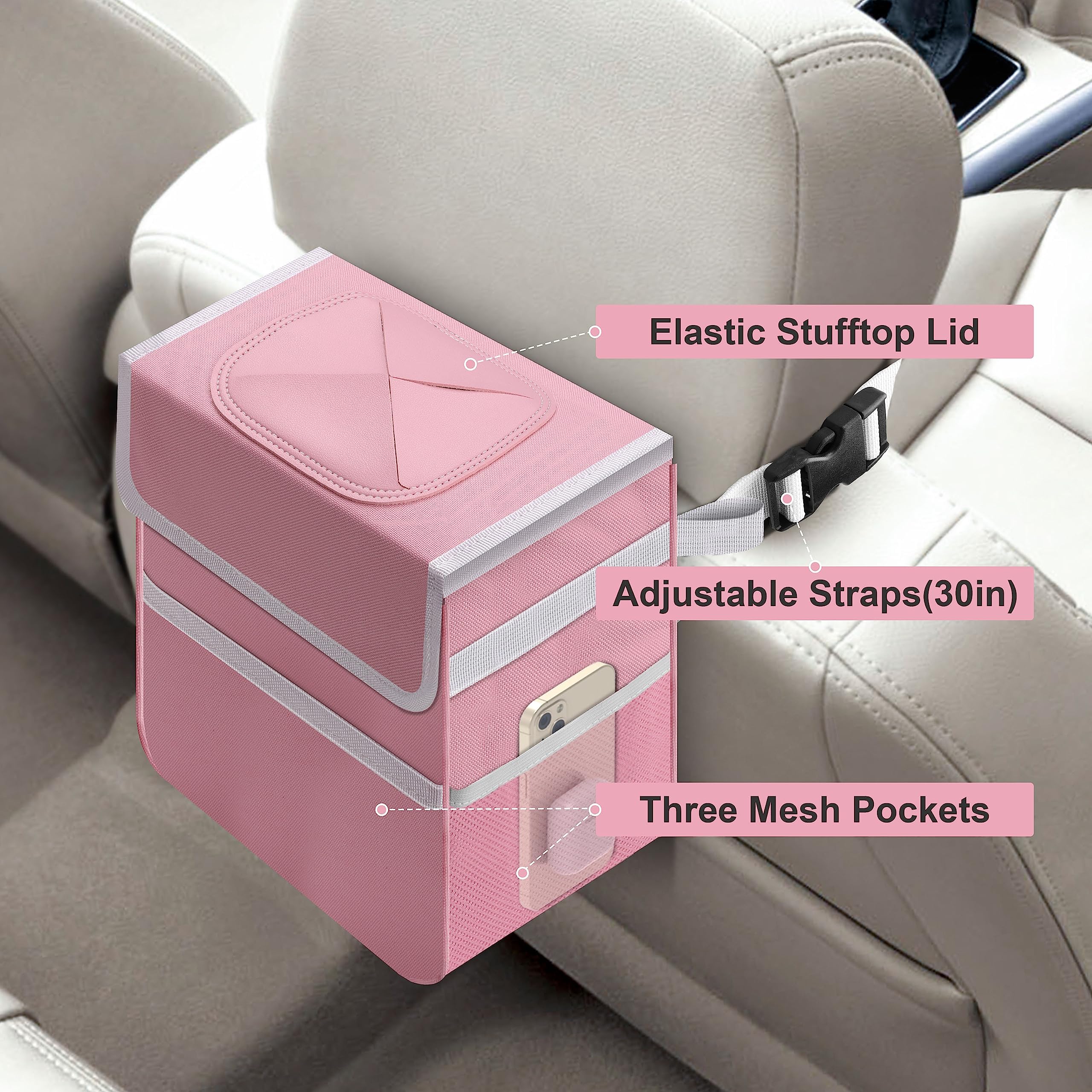 Foto 5 pulgar | Bote De Basura Para Coche Simple Deluxe, A Prueba De Fugas, 7,6 L, Con Tapa, Rosa - Venta Internacional.