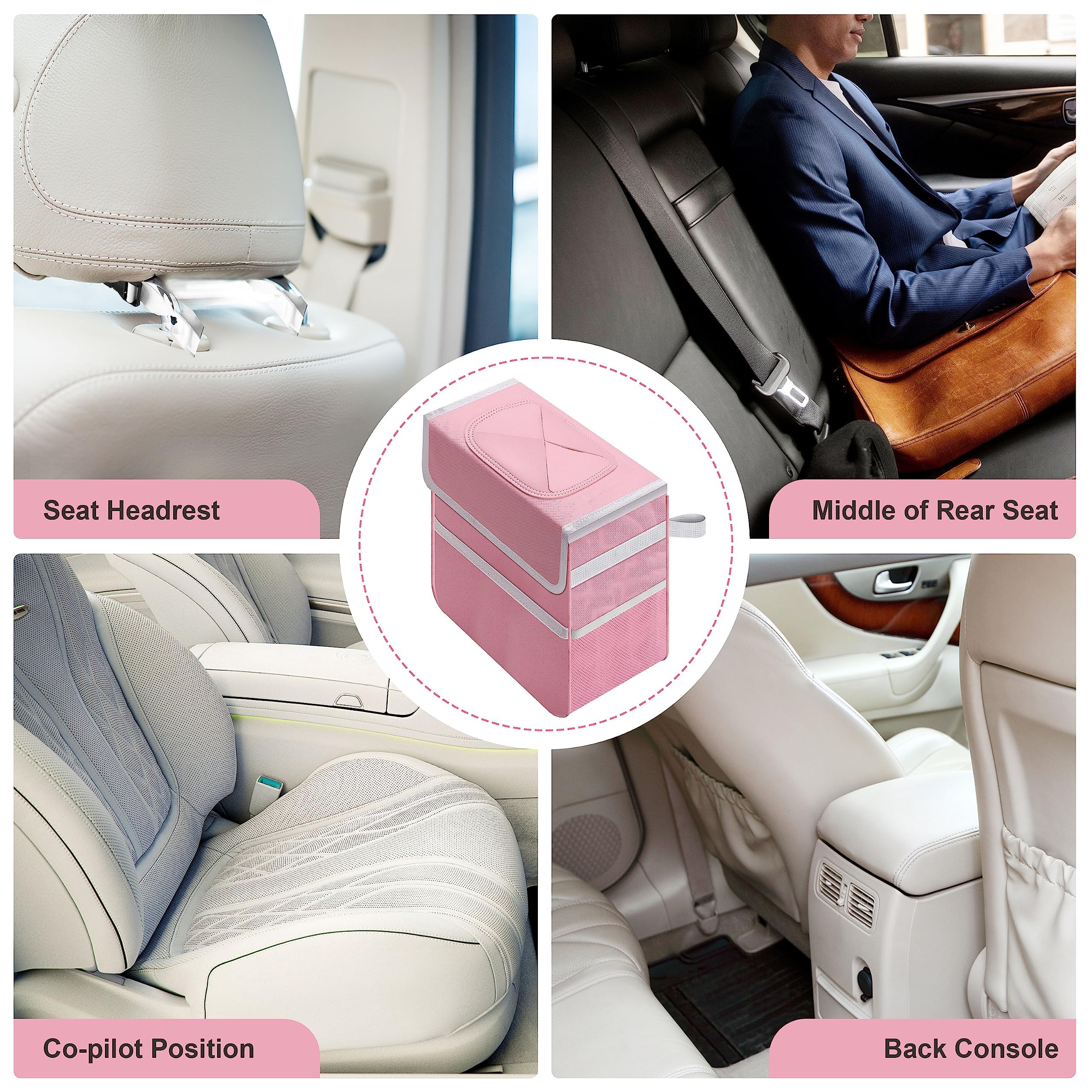 Foto 7 pulgar | Bote De Basura Para Coche Simple Deluxe, A Prueba De Fugas, 7,6 L, Con Tapa, Rosa - Venta Internacional.