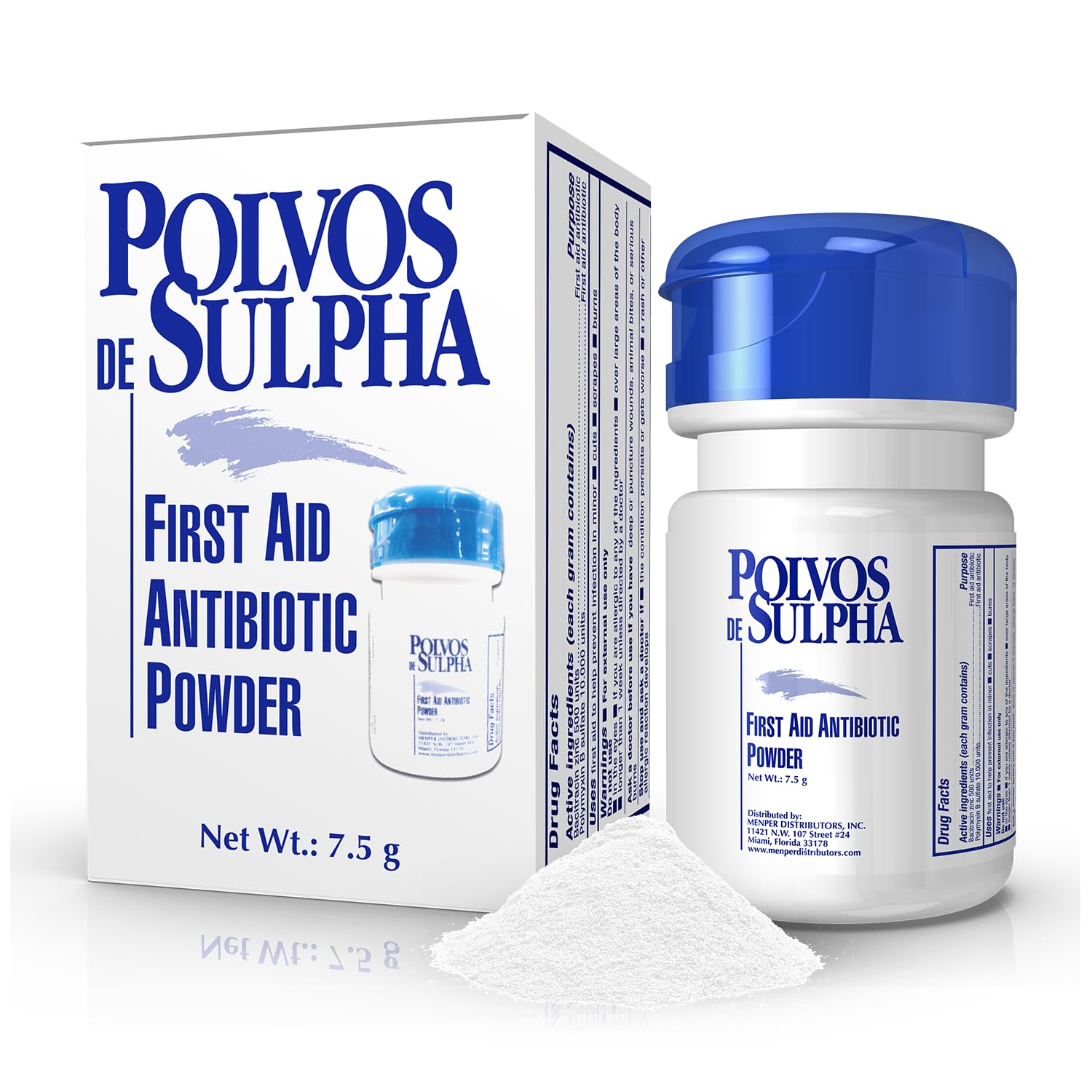 Antibiótico En Polvo De Primeros Auxilios Sulpha 7.5 Mg Menper - Venta Internacional. $394