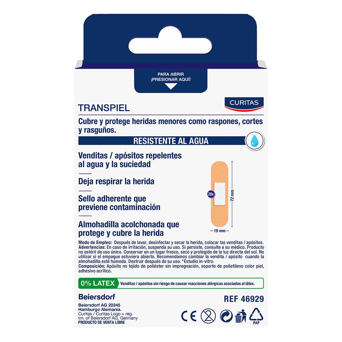 Foto 3 pulgar | Curitas Venditas Adhesivas Transpiel Surtidas 20 Pz