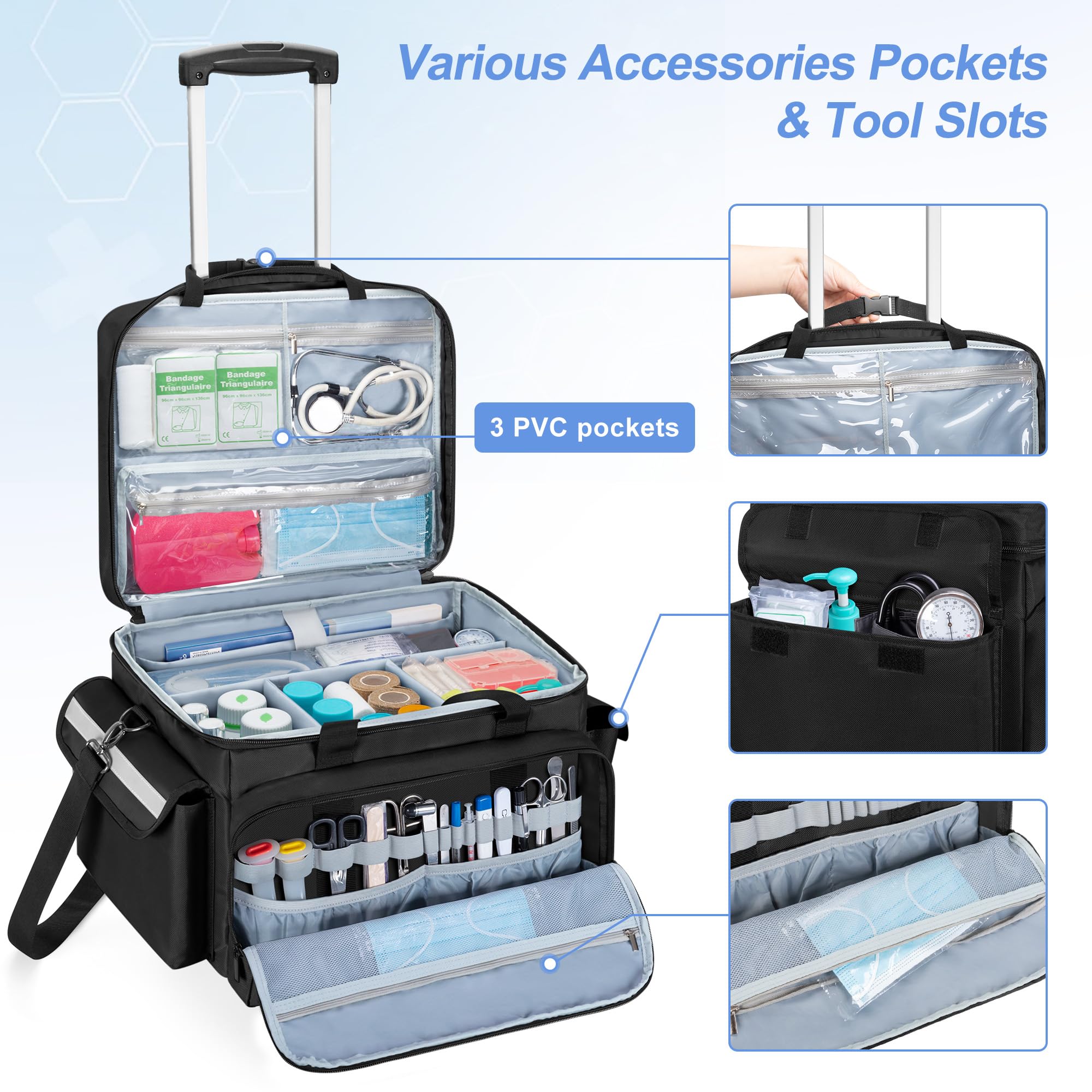 Foto 3 pulgar | Bolsa Médica Trunab Con Ruedas Con Carrito Desmontable  Color Negro - Venta Internacional.