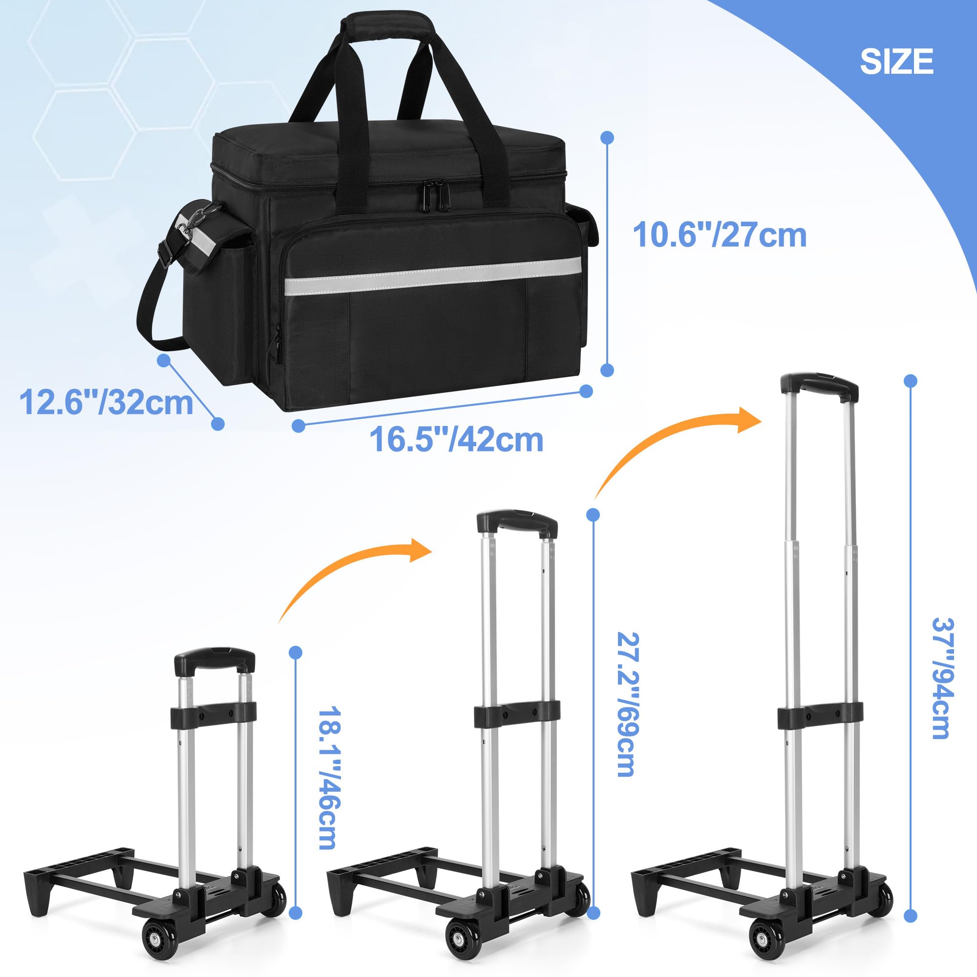 Foto 6 pulgar | Bolsa Médica Trunab Con Ruedas Con Carrito Desmontable  Color Negro - Venta Internacional.