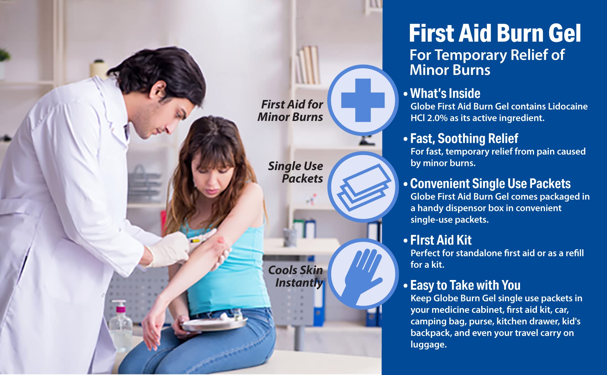 Foto 6 | Globo De Gel First Aid Burn Con Aloe  Paquetes De 0.9 G (paquete De 144) - Venta Internacional.
