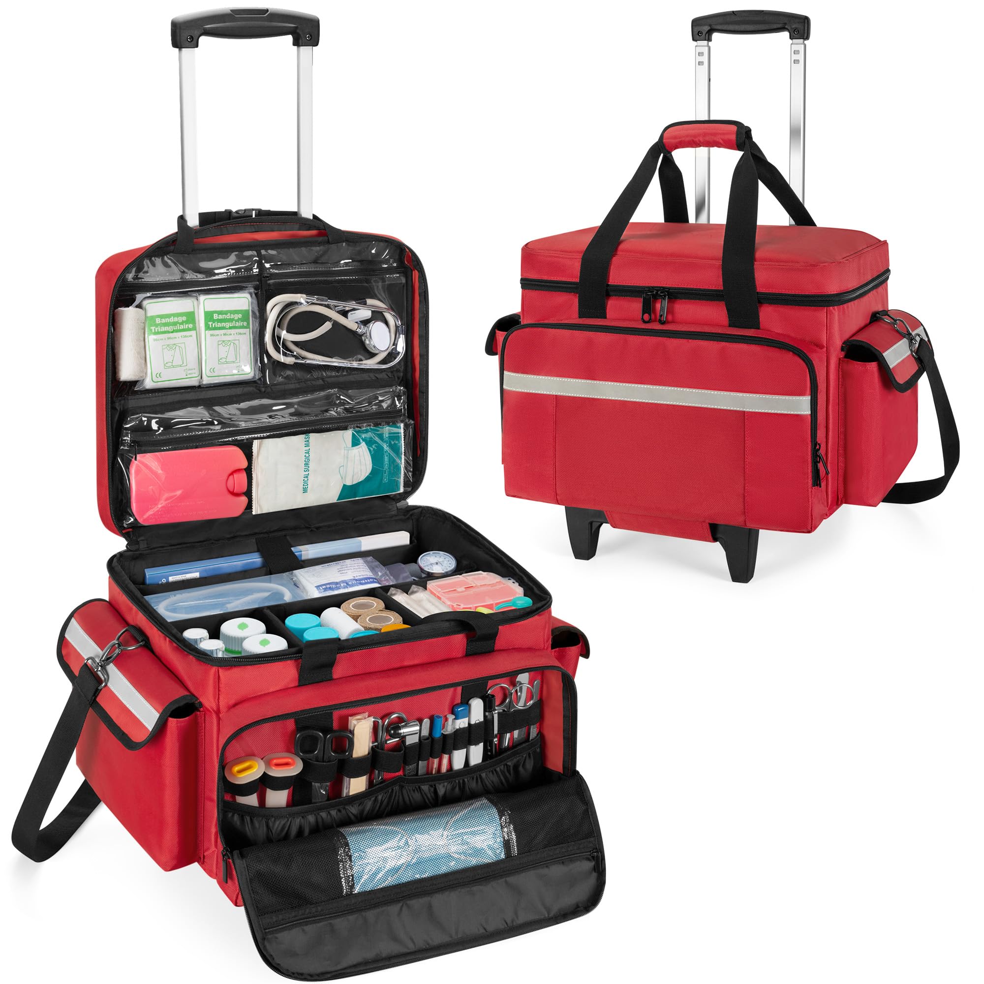 Foto 1 | Bolsa Médica Trunab Con Ruedas Con Carrito Desmontable  Color Rojo - Venta Internacional.