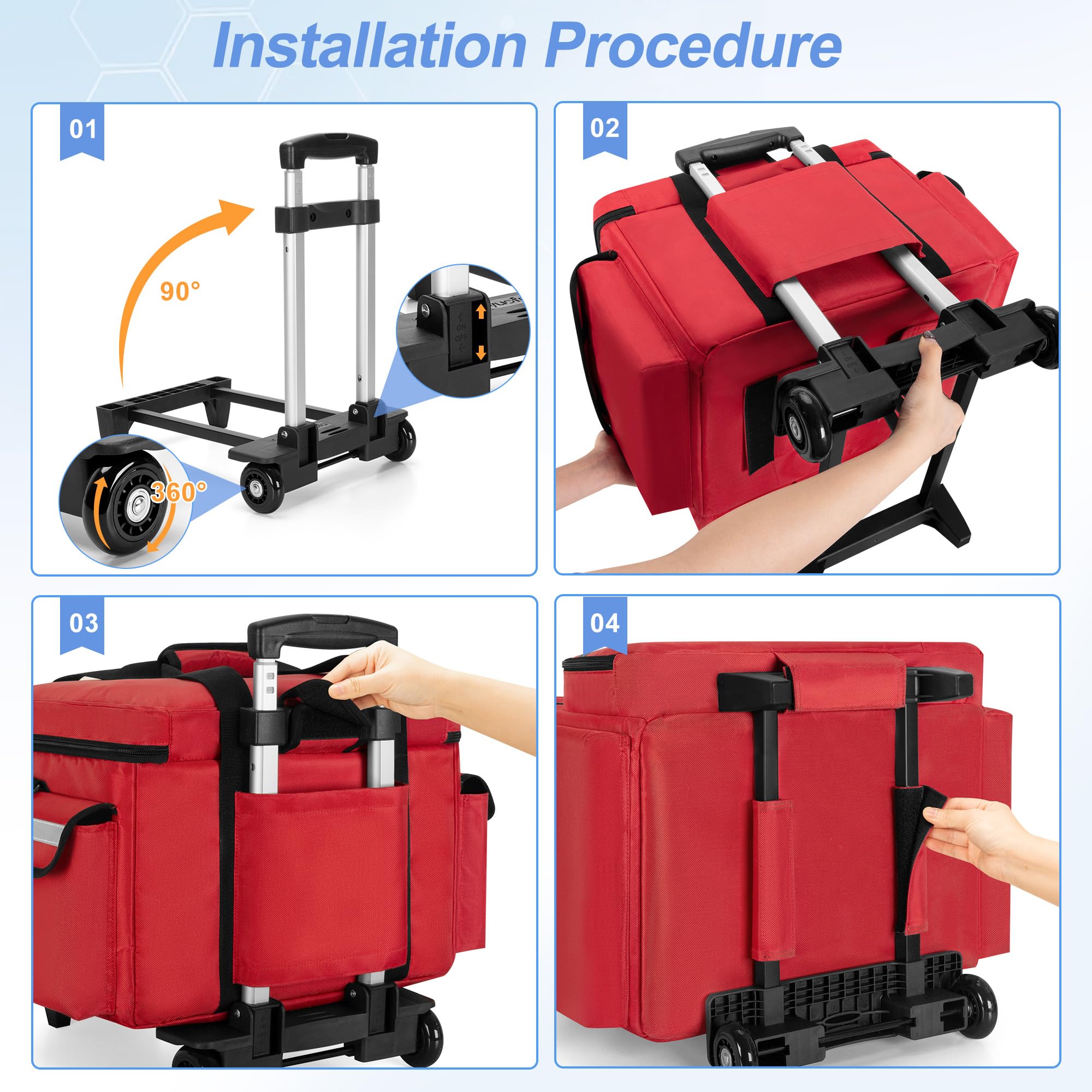 Foto 5 pulgar | Bolsa Médica Trunab Con Ruedas Con Carrito Desmontable  Color Rojo - Venta Internacional.