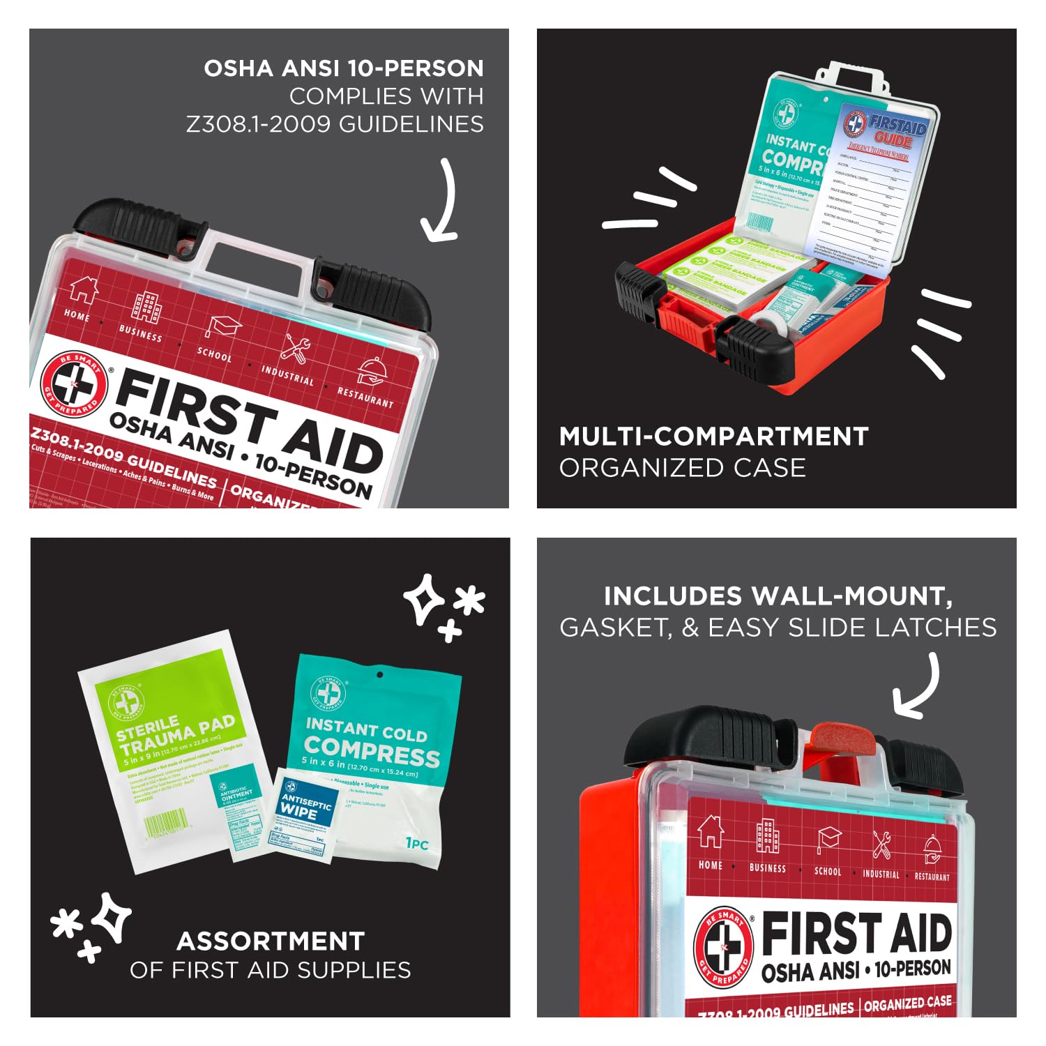 Foto 4 pulgar | Botiquín De Primeros Auxilios Be Smart Get Prepárate Para 10 Personas  100 Piezas - Venta Internacional.