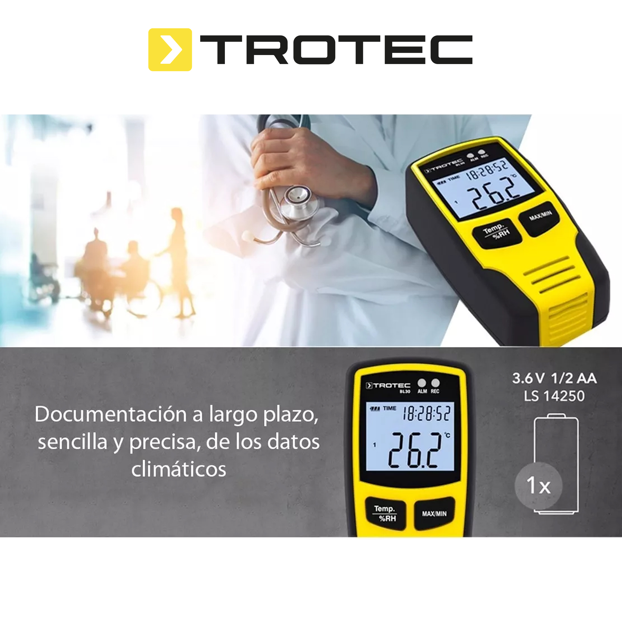 Foto 3 pulgar | Registrador De Datos Climáticos Usb Con Alarma Medición Y Documentación De Datos Climáticos Bl30 32.000 Datos Almac