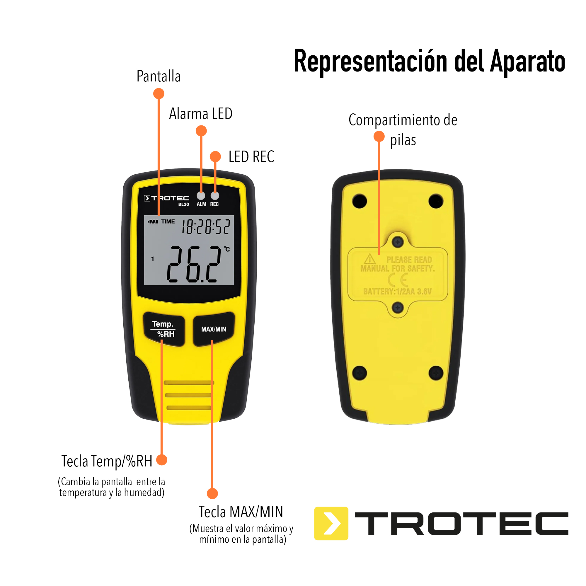 Foto 4 pulgar | Registrador De Datos Climáticos Usb Con Alarma Medición Y Documentación De Datos Climáticos Bl30 32.000 Datos Almac
