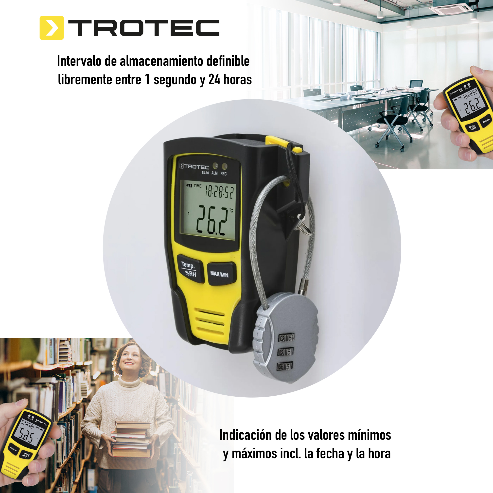 Foto 5 pulgar | Registrador De Datos Climáticos Usb Con Alarma Medición Y Documentación De Datos Climáticos Bl30 32.000 Datos Almac
