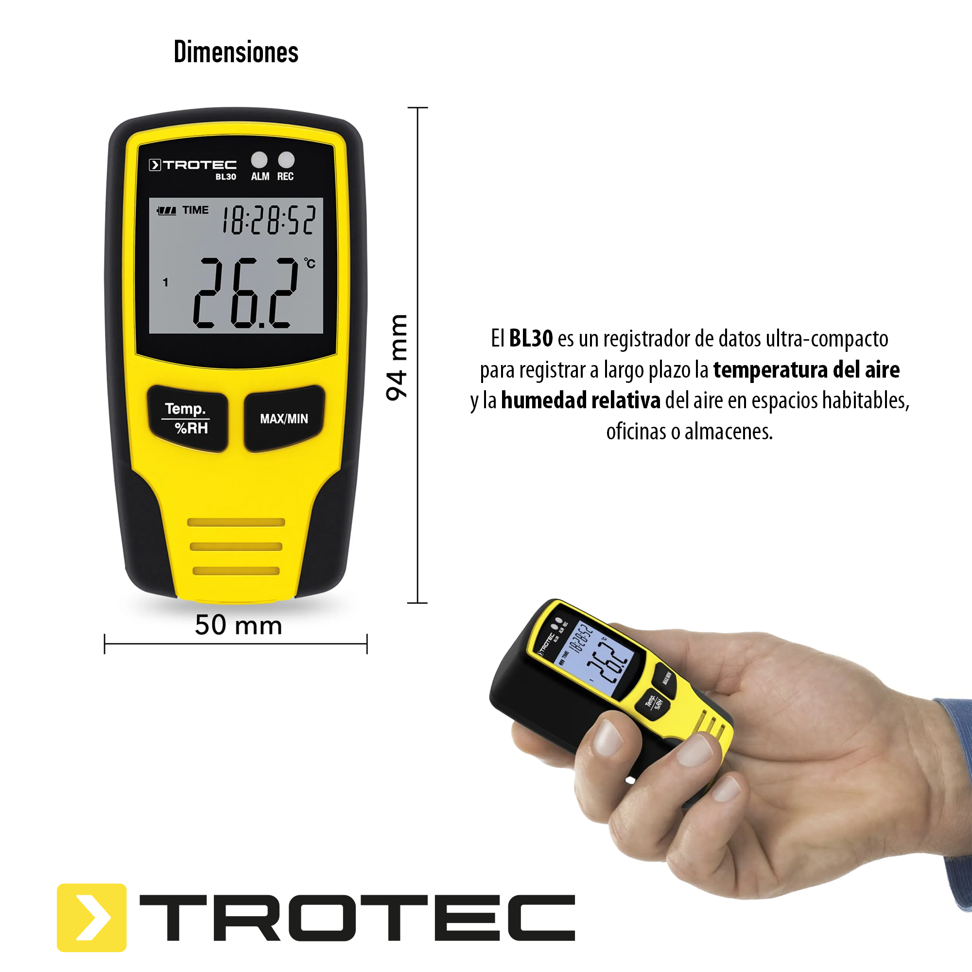 Foto 6 pulgar | Registrador De Datos Climáticos Usb Con Alarma Medición Y Documentación De Datos Climáticos Bl30 32.000 Datos Almac