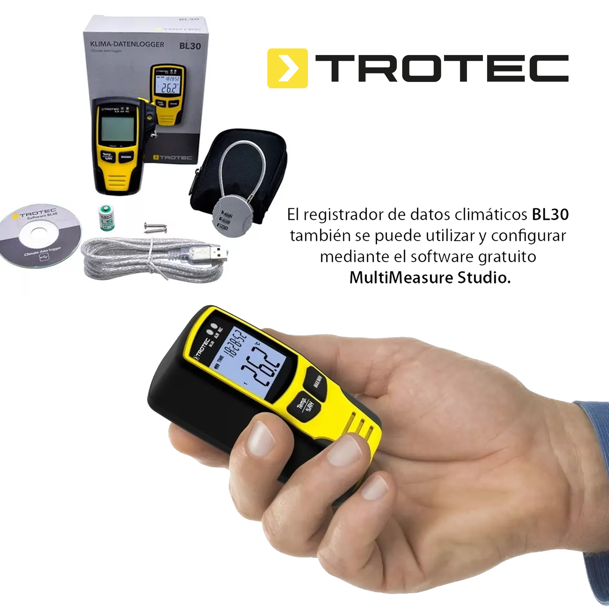 Foto 7 pulgar | Registrador De Datos Climáticos Usb Con Alarma Medición Y Documentación De Datos Climáticos Bl30 32.000 Datos Almac