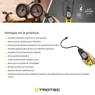 Foto 2 | Detector De Fuga De Gases Inflamables Bg40 Trotec Con Alarma, Sonda De Cuello De Cisne Semiflexible De 40 Cm