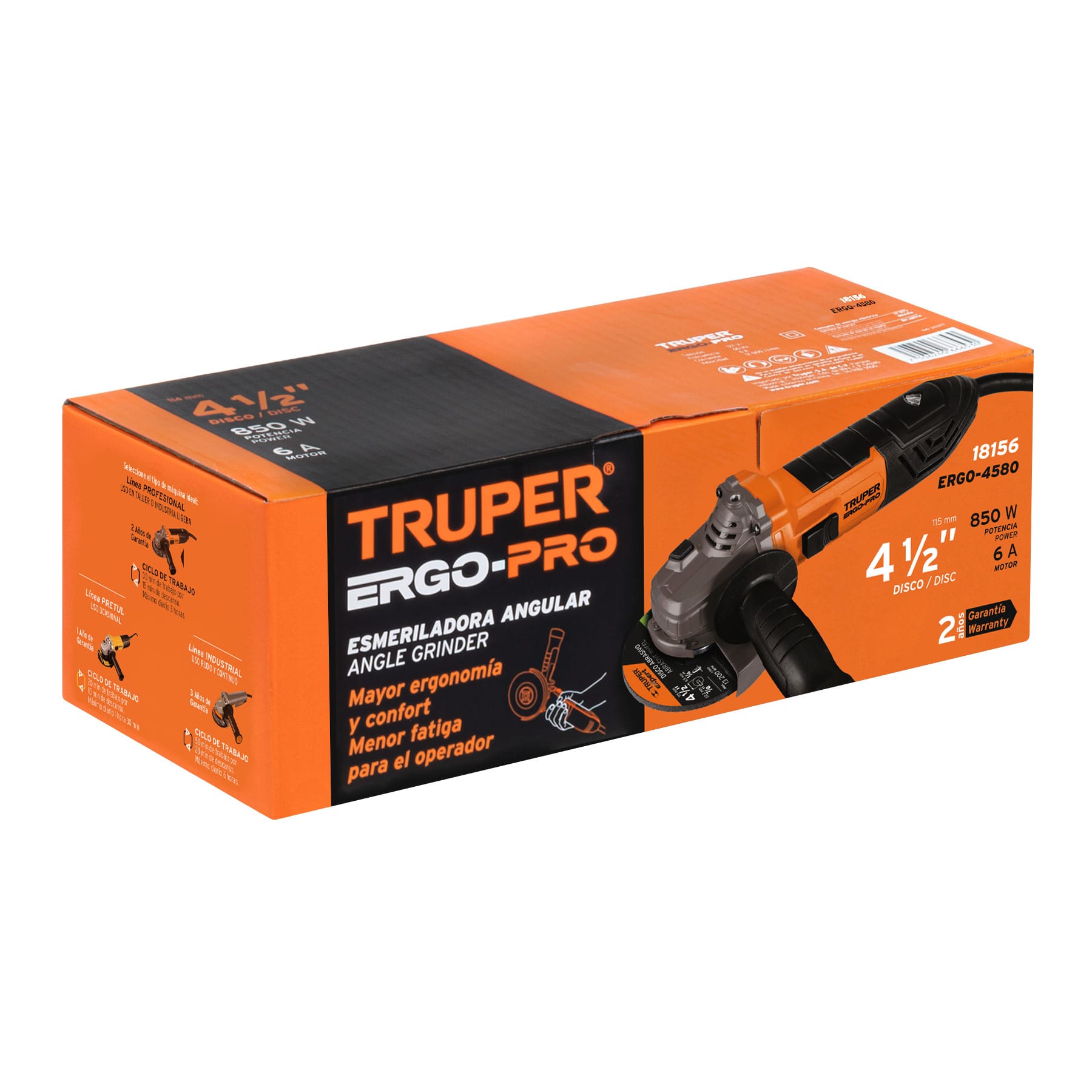 Foto 6 | Esmeriladora Angular Truper Ergo-4580 Cortadora de Tubo y Acero
