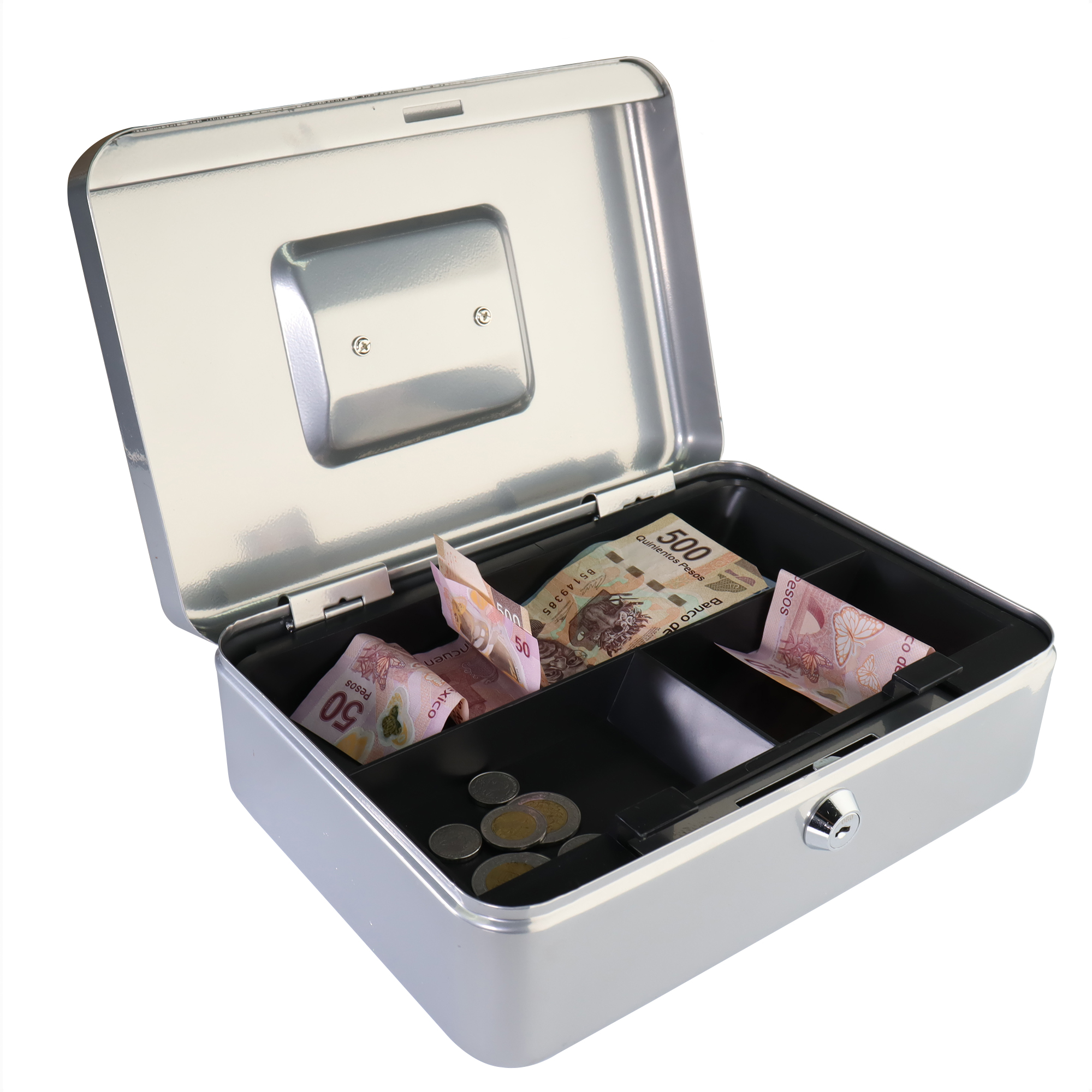 Caja de Dinero Fuerte Prolami Seguridad Cash Box Metálica Reloj Joya Plateada