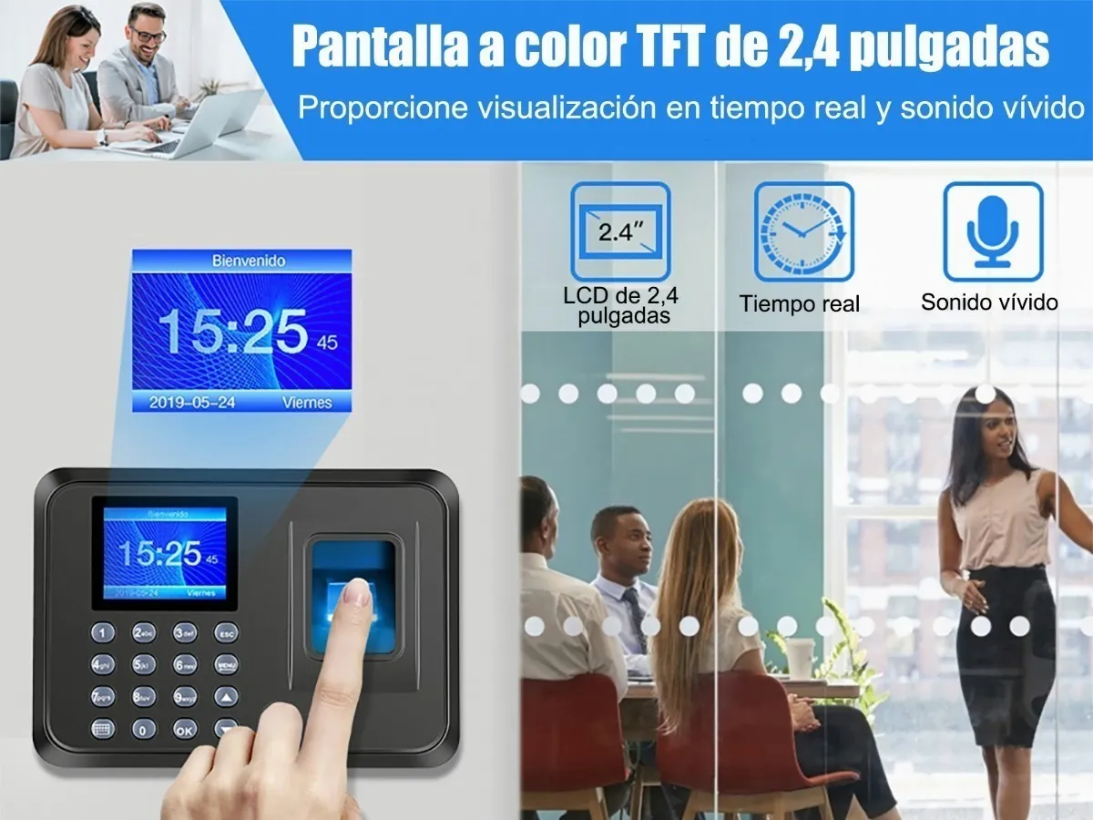 Foto 4 pulgar | Reloj Checador Huella Biométrico Digital