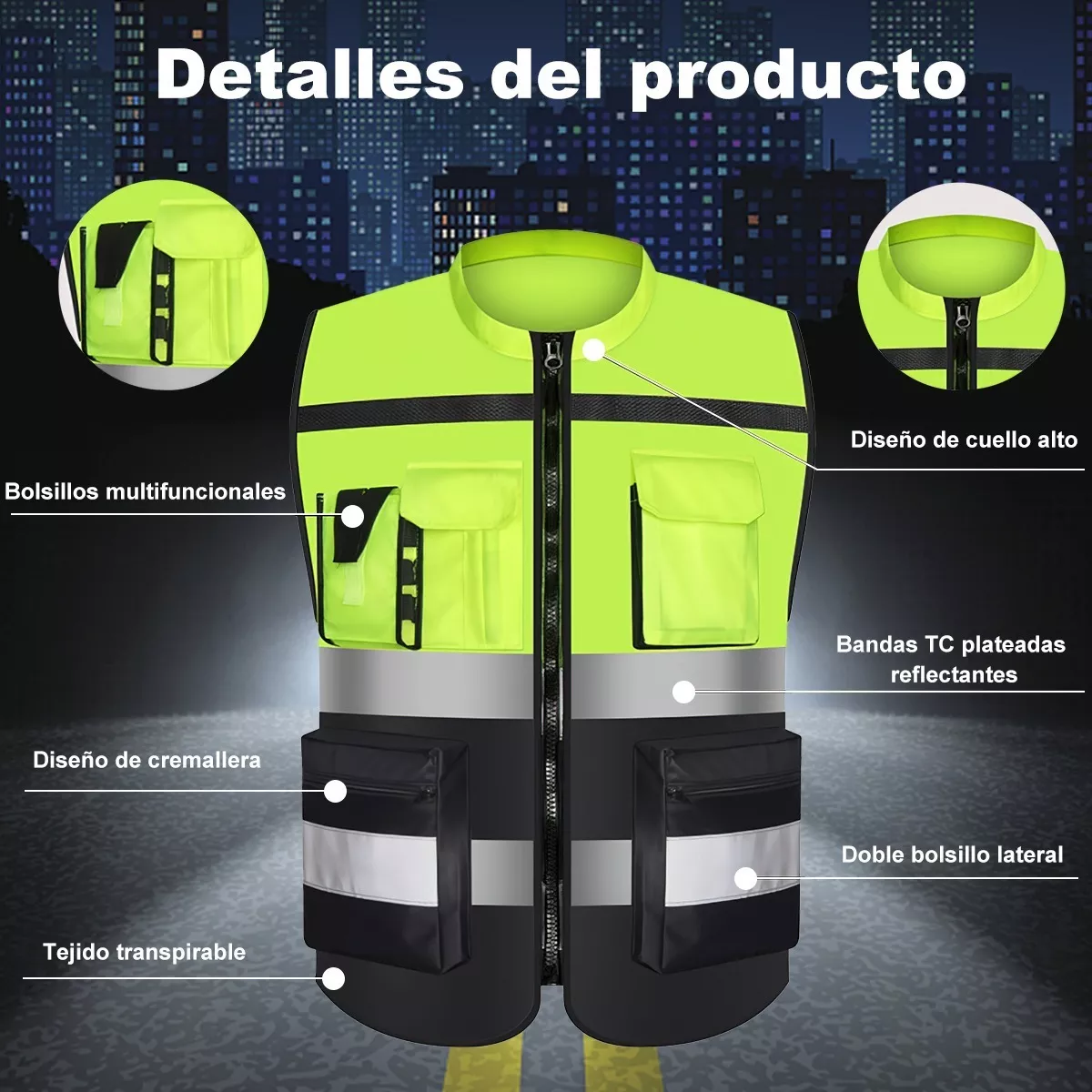 Foto 4 pulgar | Chaleco de Seguridad Eo Safe Imports Esi-6712 Industrial Reflejante Alta Visibilidad Amarillo