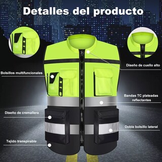 Foto 3 | Chaleco de Seguridad Eo Safe Imports Esi-6712 Industrial Reflejante Alta Visibilidad Amarillo