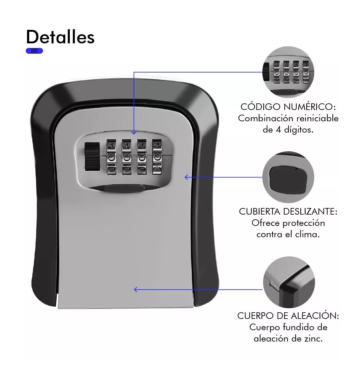 Foto 3 pulgar | Caja Fuerte de Almacenamiento de Llaves Montada en Pared color Negro y Plata