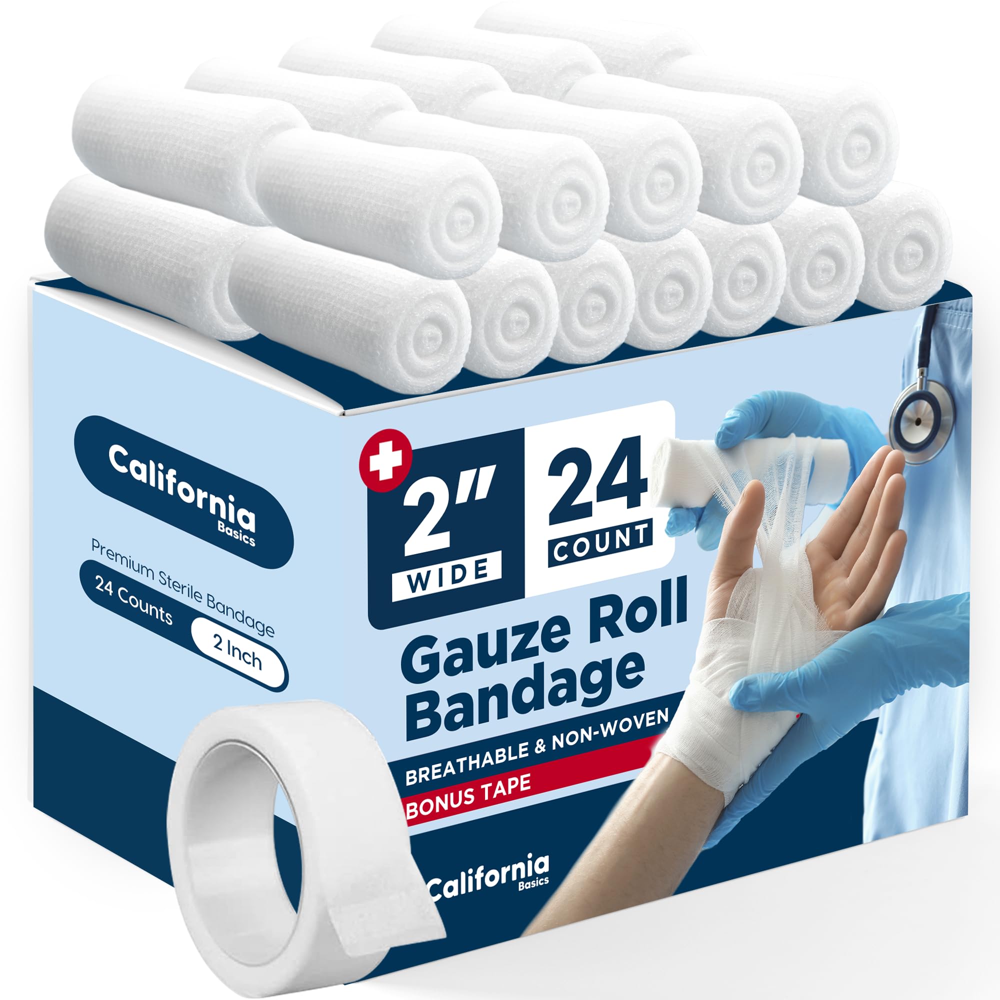 Foto 1 | Rollo De Vendaje De Gasa California Basics De 2 Pulgadas, Paquete De 24 - Venta Internacional.