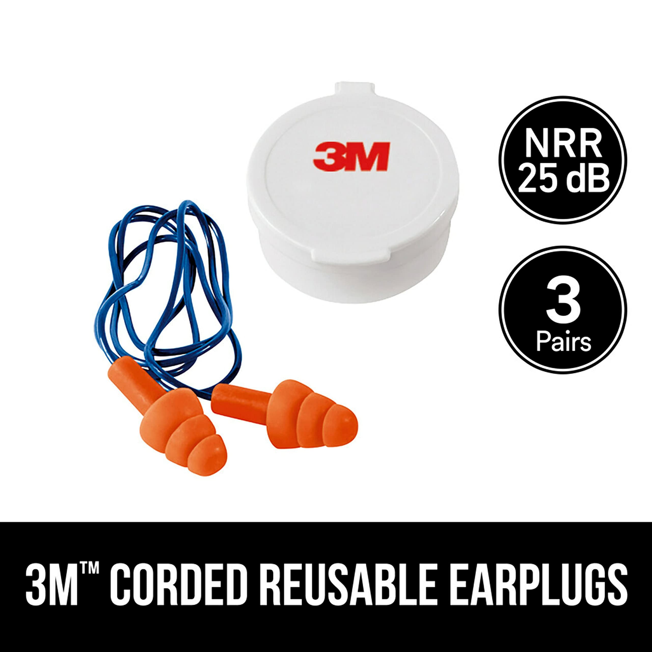Foto 3 pulgar | Tapones Para Oídos 3m Reutilizables Con Cable Nrr 25 Db, Paquete De 3, Naranja (90716h3-dc) - Venta Internacional.