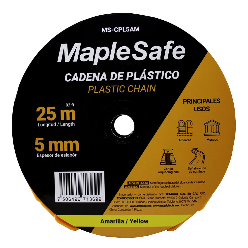 Foto 3 pulgar | Rollo de Cadena Plástica Maple Safe 5 mm Amarilla 25 m