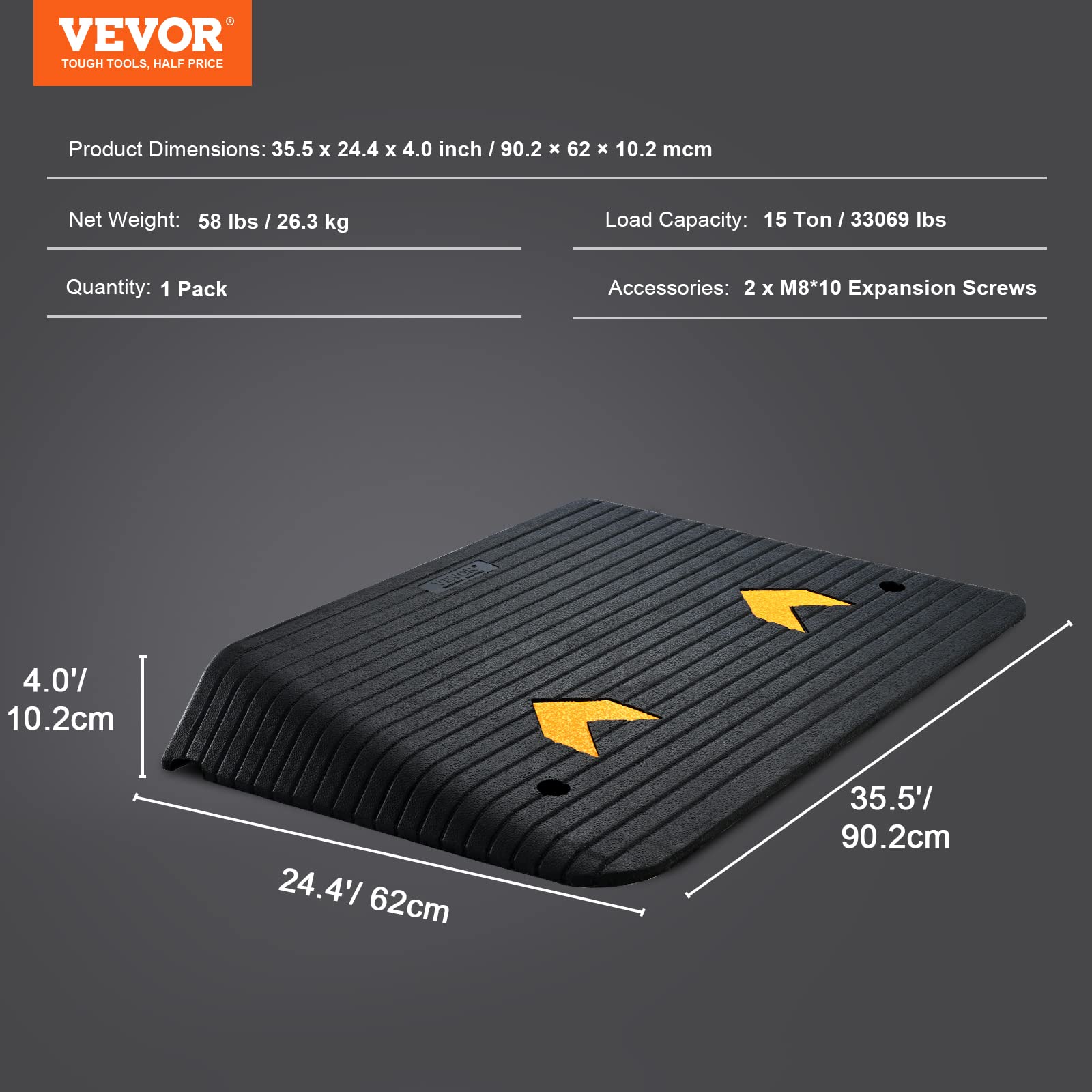 Foto 7 | Rampa De Goma Vevor 4 Rise Para Puerta, Capacidad De 15 000 Kg - Venta Internacional.