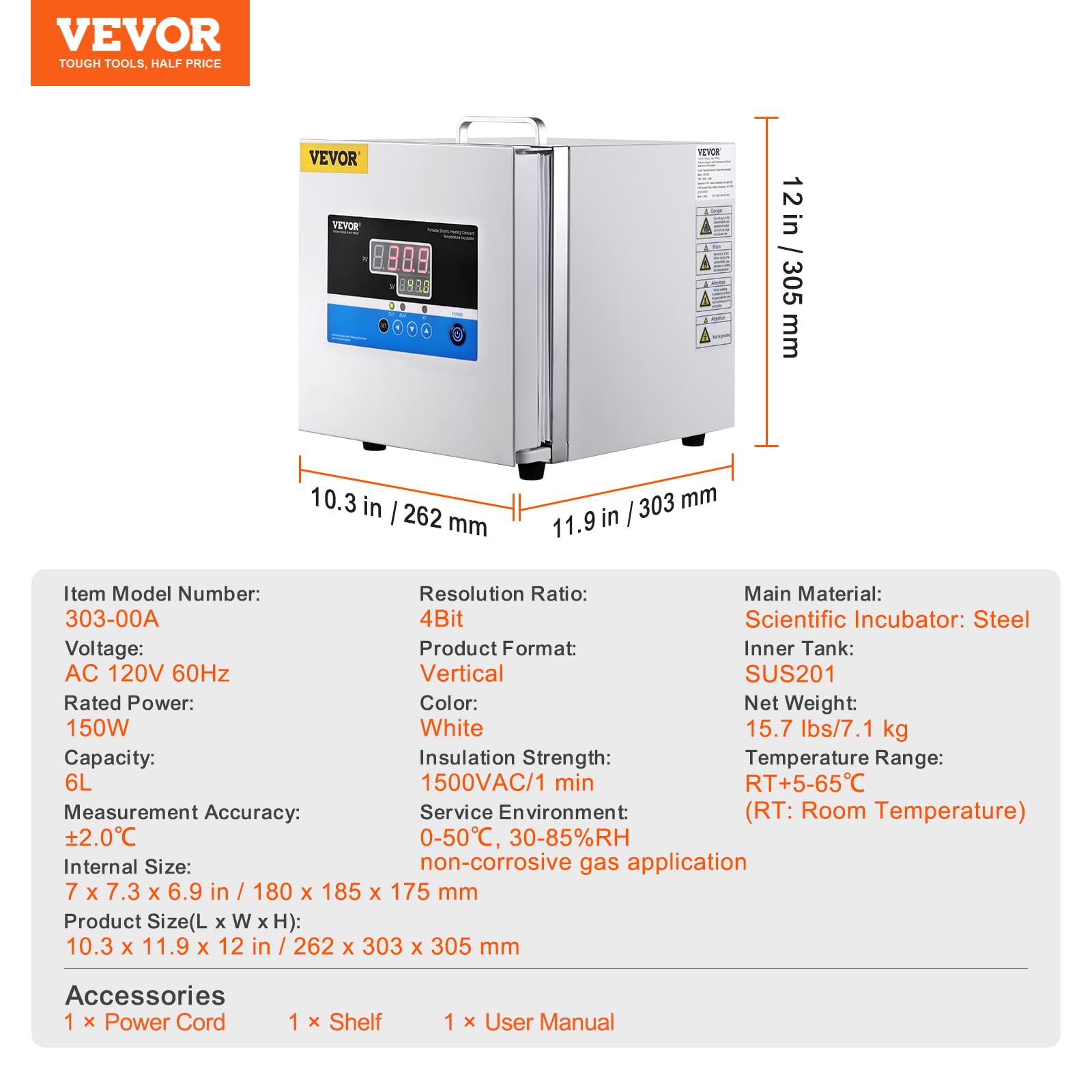 Foto 8 pulgar | Incubadora De Laboratorio Vevor De Capacidad De 6 Litros Con Control De Temperatura Pid - Venta Internacional.