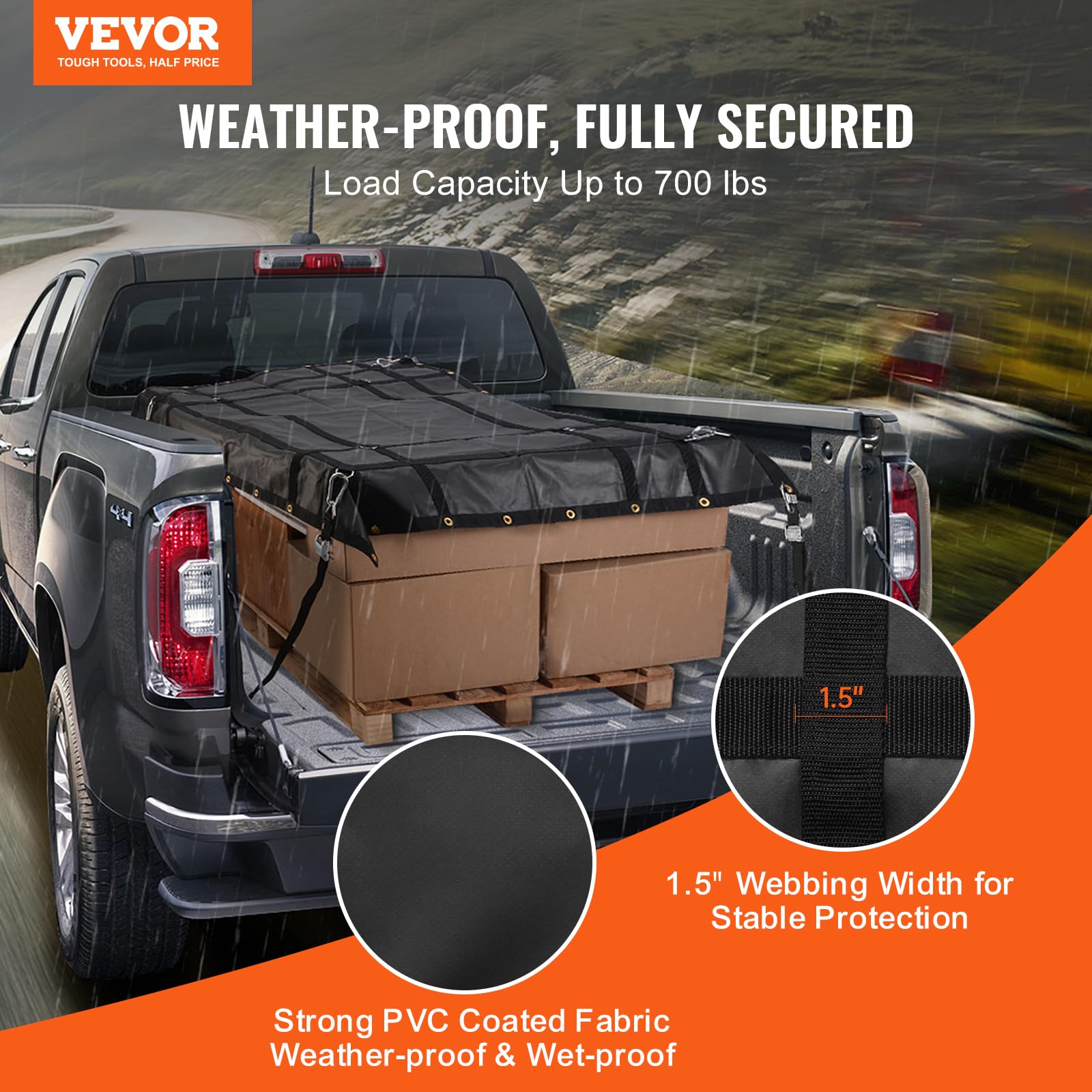 Foto 2 | Red De Carga Impermeable Vevor 72 X 57 En Camión Pesado De 318 Kg - Venta Internacional.