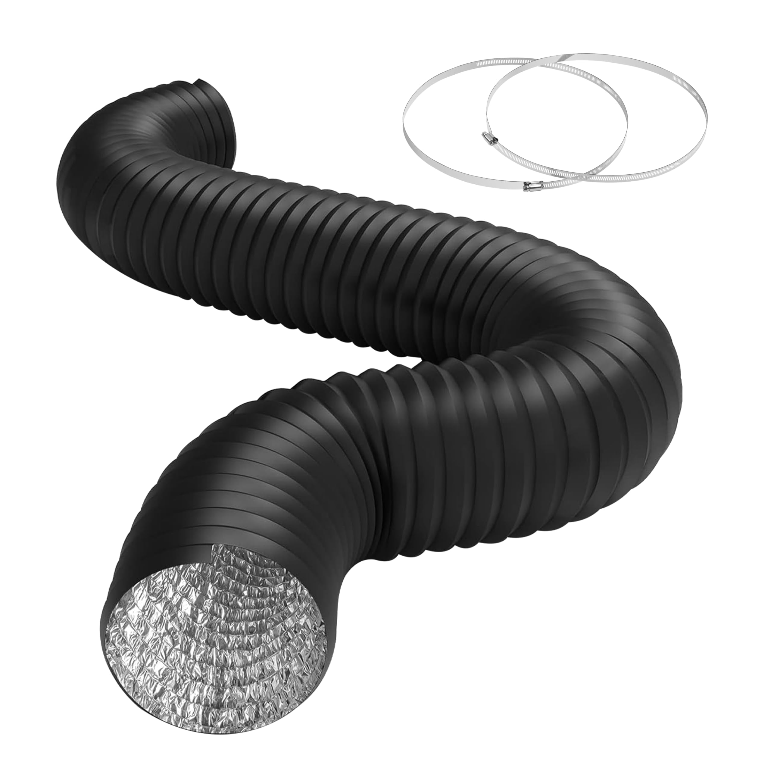 Foto 2 pulgar | Conducto De Aluminio Ipower De 12 Pulgadas Y 8 Pies Con 2 Abrazaderas, Negro - Venta Internacional.