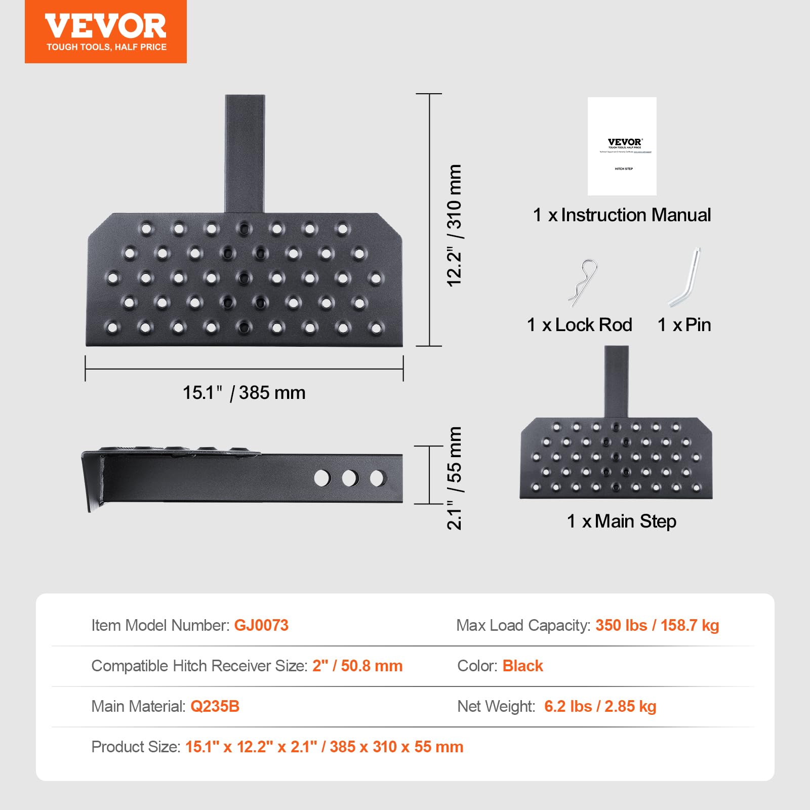 Foto 7 | Hitch Step Vevor Para Receptor De 2 Pulgadas Con Una Capacidad De Carga De 158,7 Kg - Venta Internacional.