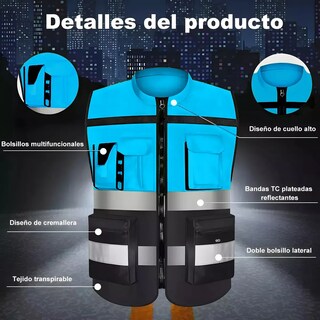 Foto 3 | Chaleco De Seguridad Reflejante Industrial Talla Xl Eo Safe Imports Esi-19834 Azul