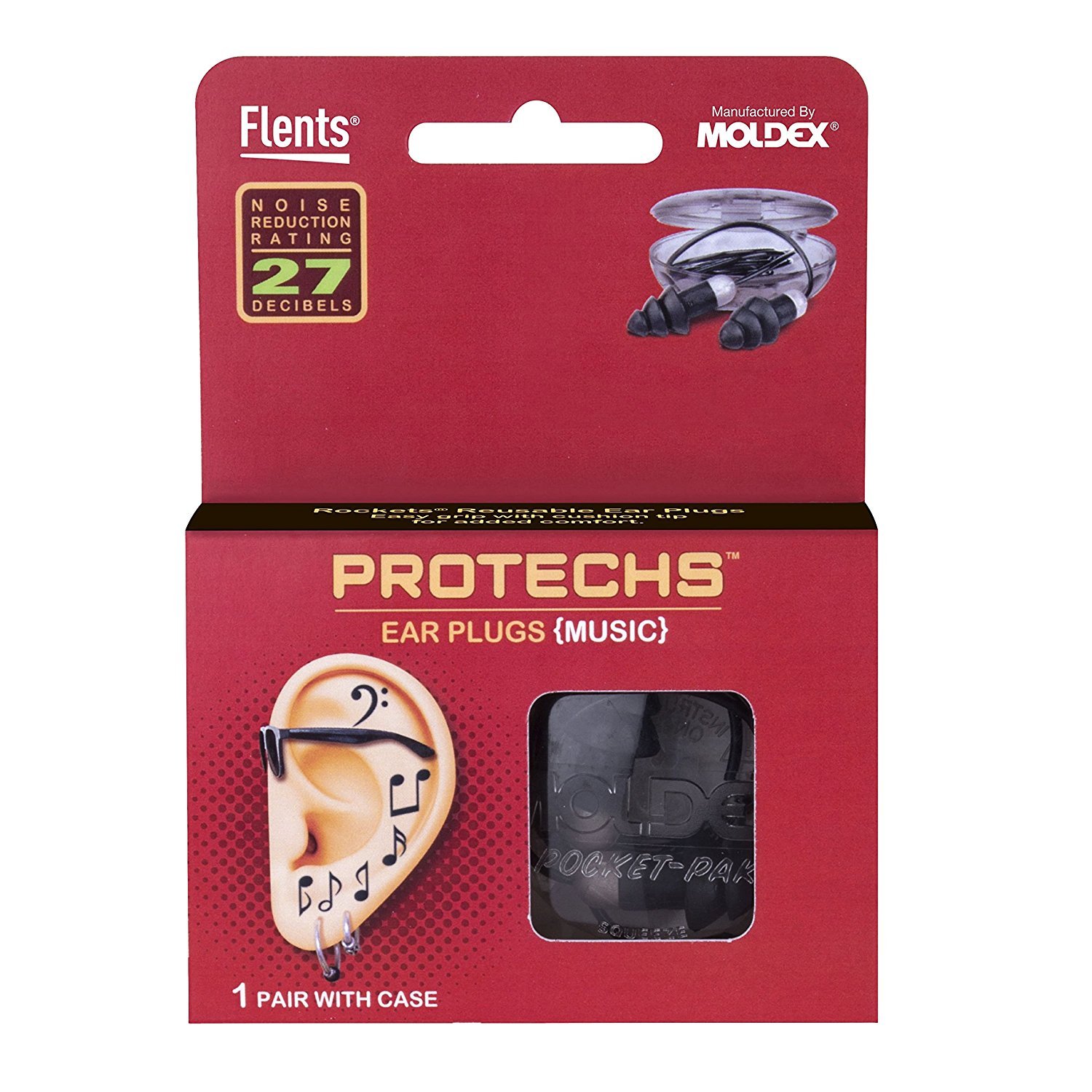 Foto 1 | Tapones Auditivos Para Música Flents Protechs  Reutilizables  Nrr 27  Con Funda - Venta Internacional.