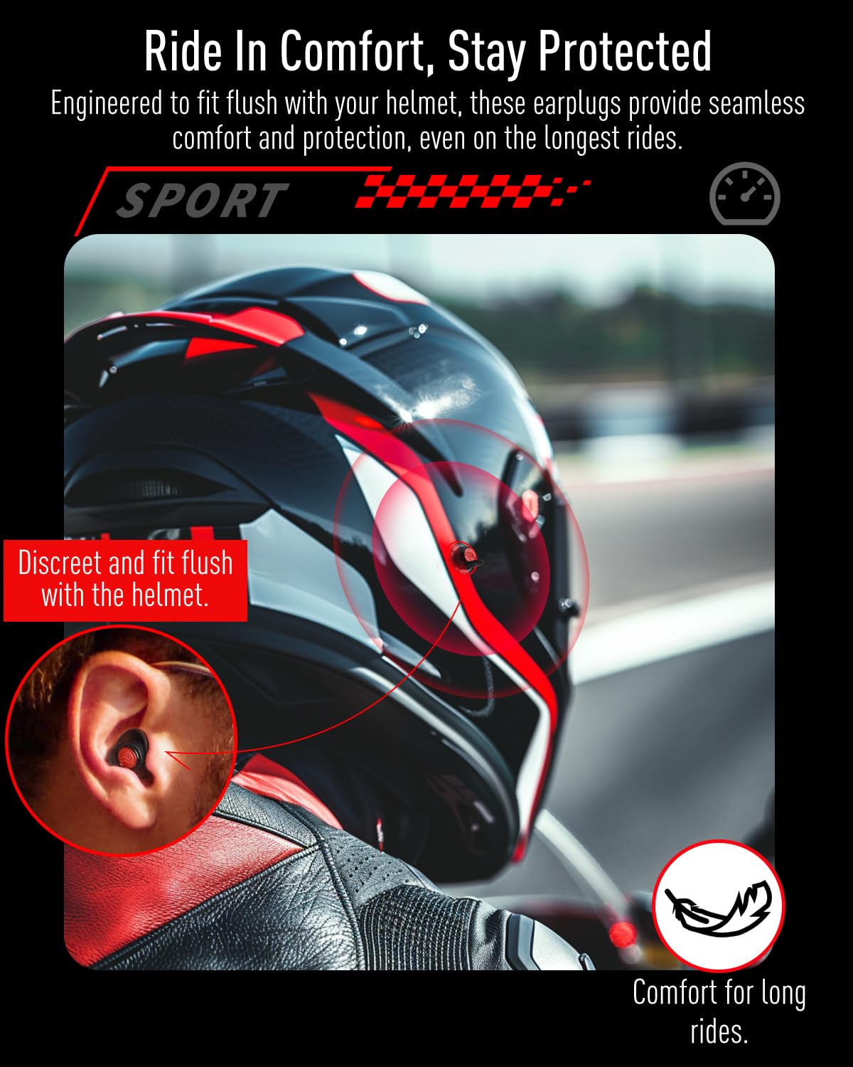 Foto 4 pulgar | Tapones Auditivos Para Motocicletas Hearprotek  Reducción Del Ruido Del Viento  24 Db - Venta Internacional.