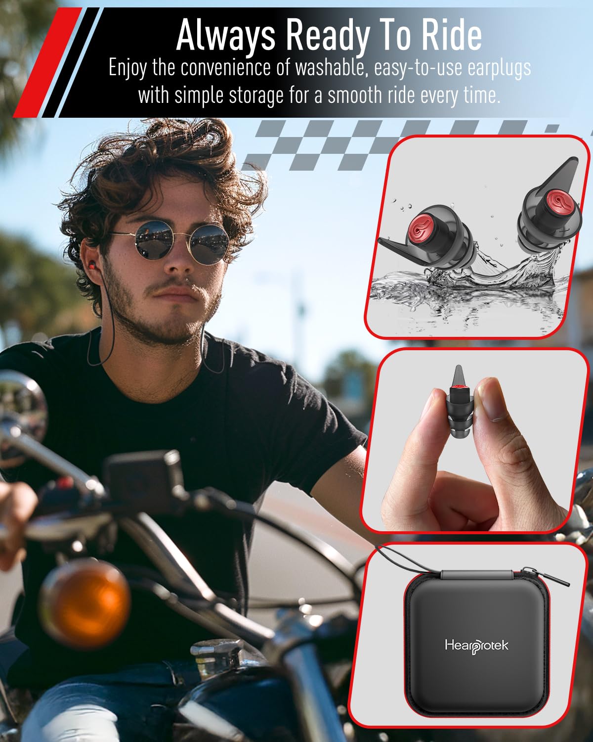 Foto 6 | Tapones Auditivos Para Motocicletas Hearprotek  Reducción Del Ruido Del Viento  24 Db - Venta Internacional.