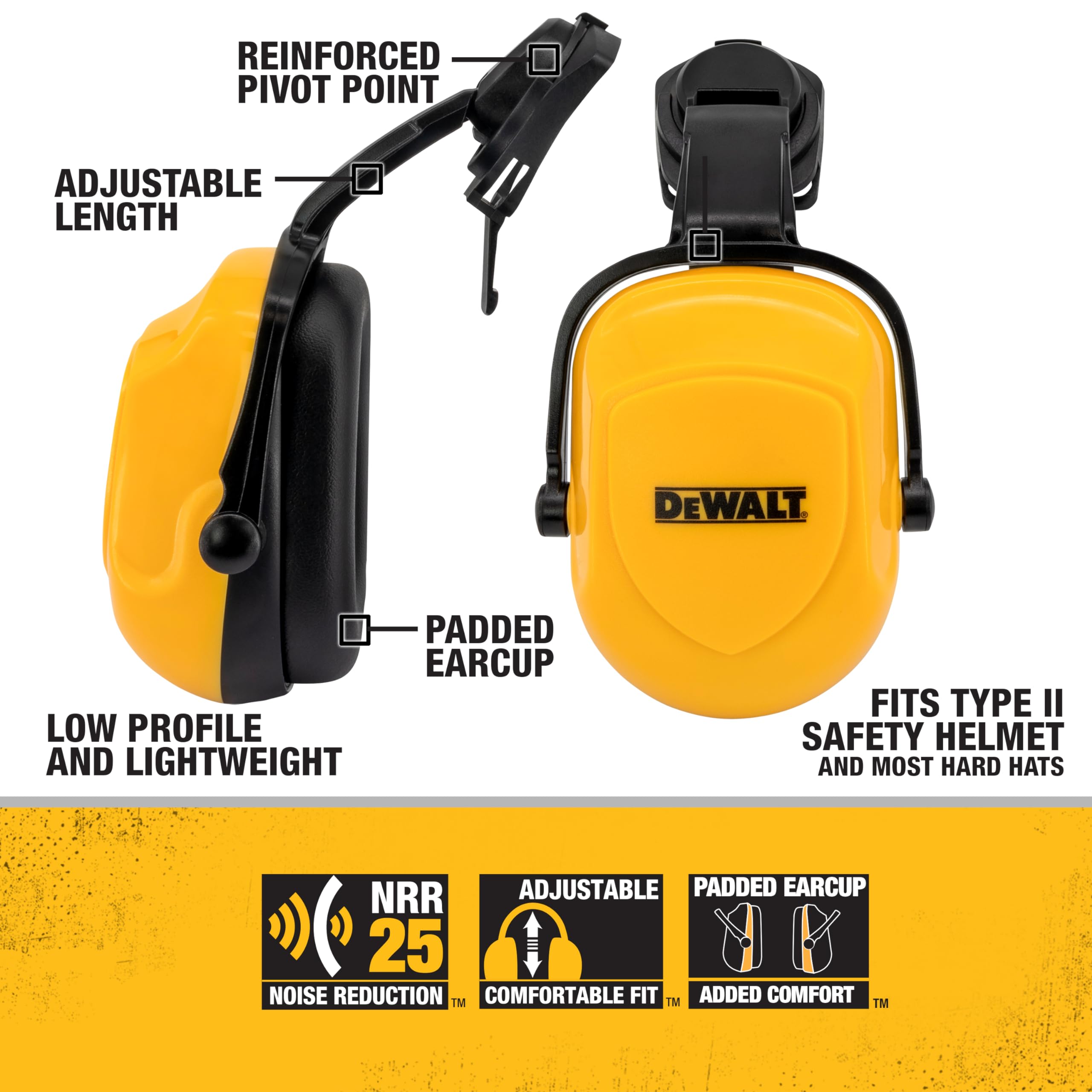 Foto 3 pulgar | Orejera Dewalt Dpg660 Amarilla Con Auriculares Negros Dieléctricos Nrr 25 - Venta Internacional.