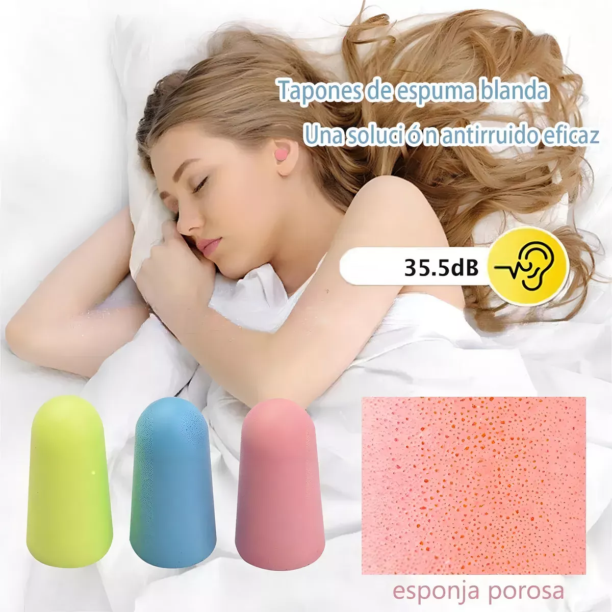 Foto 4 pulgar | Tapones Para Auditivos 60 Pcs Oídos Para Dormir Y Estudia Eo Safe Imports Esi-15633 Multicolor