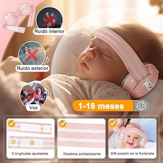 Foto 2 | Nuevo 2 En 1 Orejeras Antiruido Belug Bebe 0-4, Protector Auditivo Rosa
