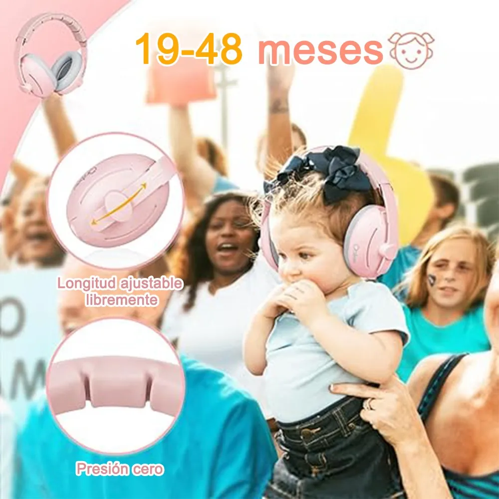 Foto 4 pulgar | Nuevo 2 En 1 Orejeras Antiruido Belug  Bebe 0-4, Protector Auditivo Rosa