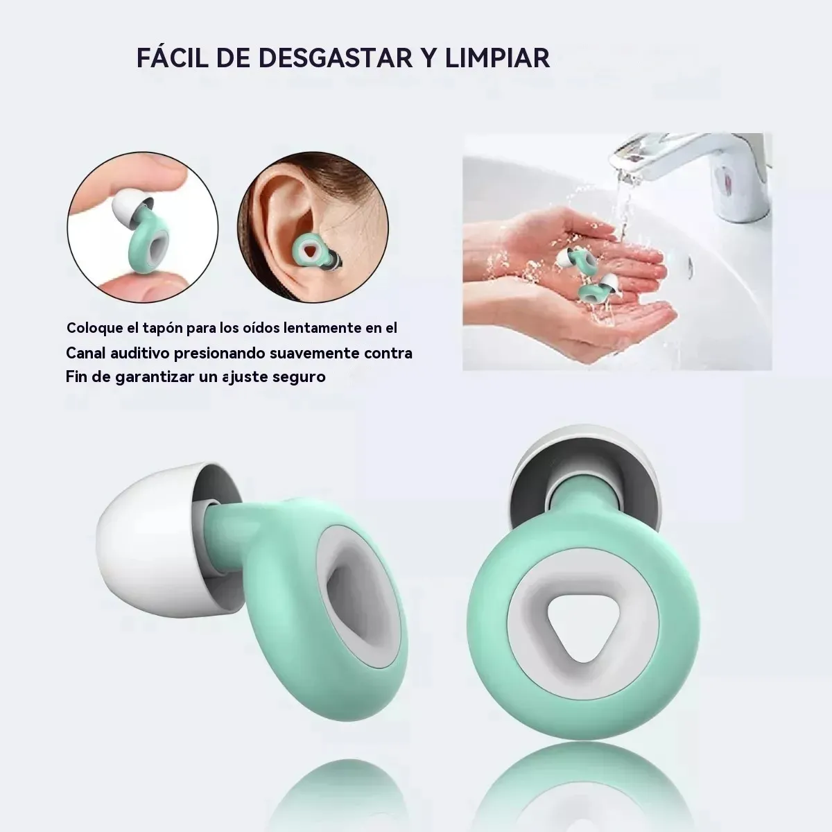 Foto 3 pulgar | 2pcs Tapones Dormir Para Oídos Con Reducción De Ruido 25db Verde Con Blanco