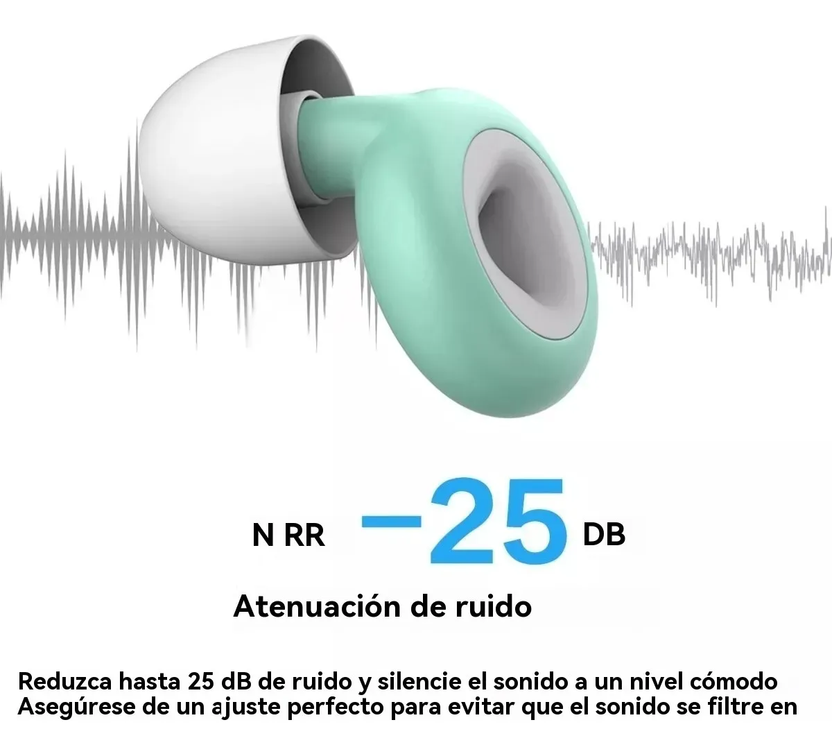Foto 4 pulgar | 2pcs Tapones Dormir Para Oídos Con Reducción De Ruido 25db Verde Con Blanco
