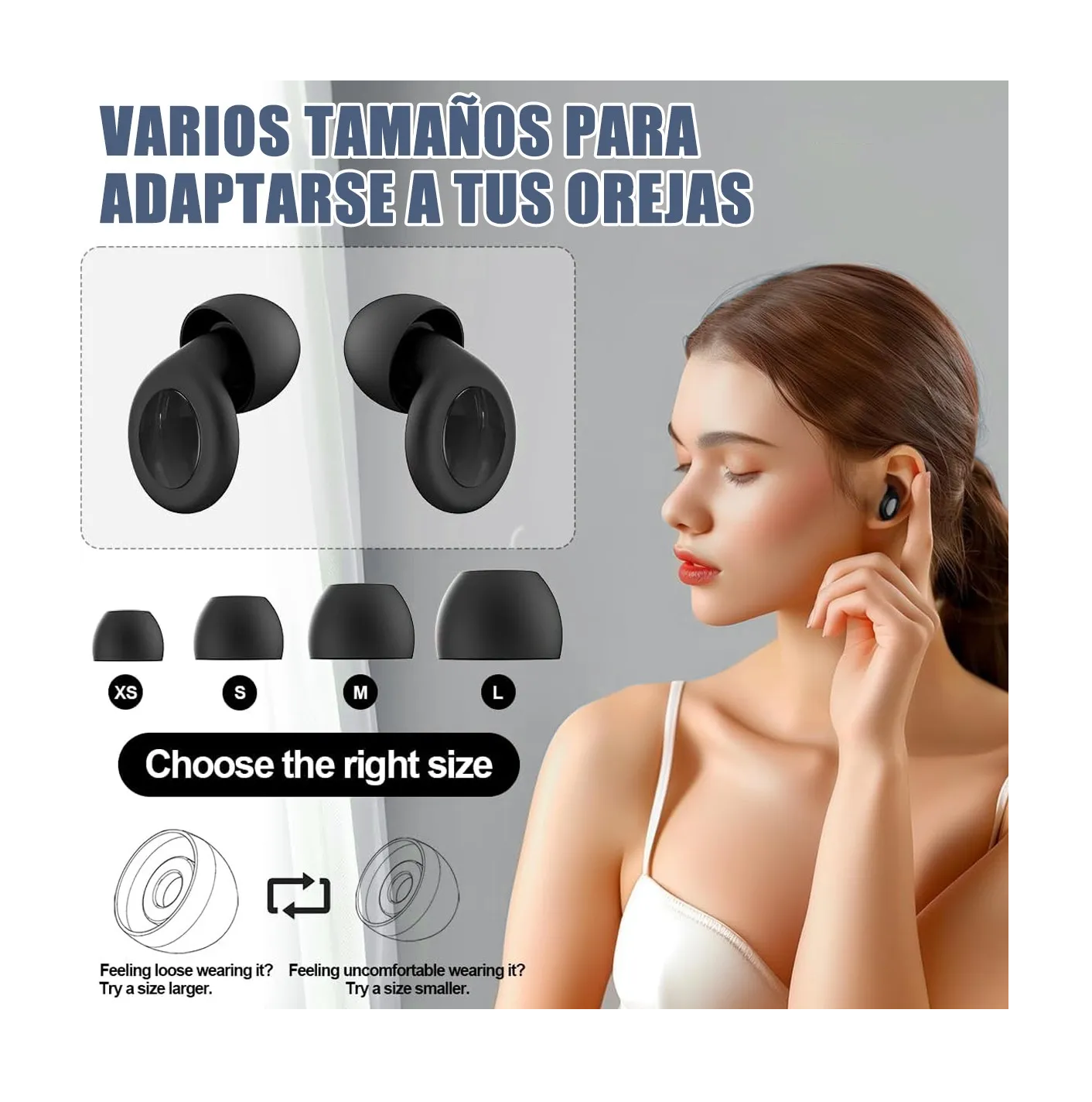 Foto 4 pulgar | Tapones Auditivos Dormir Para Oídos Concierto Con 8 Earplugs Negros