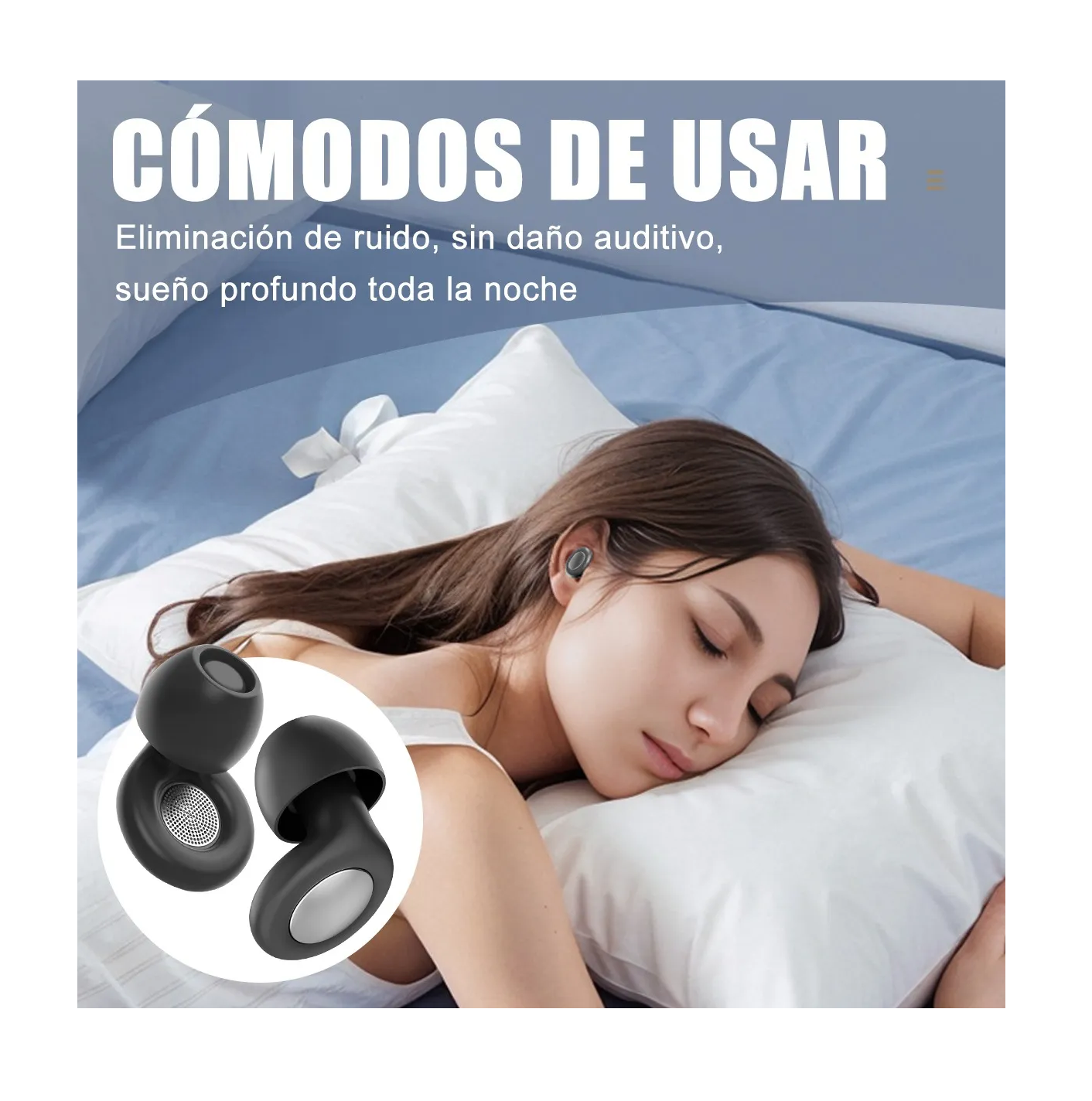 Foto 5 pulgar | Tapones Auditivos Dormir Para Oídos Concierto Con 8 Earplugs Negros
