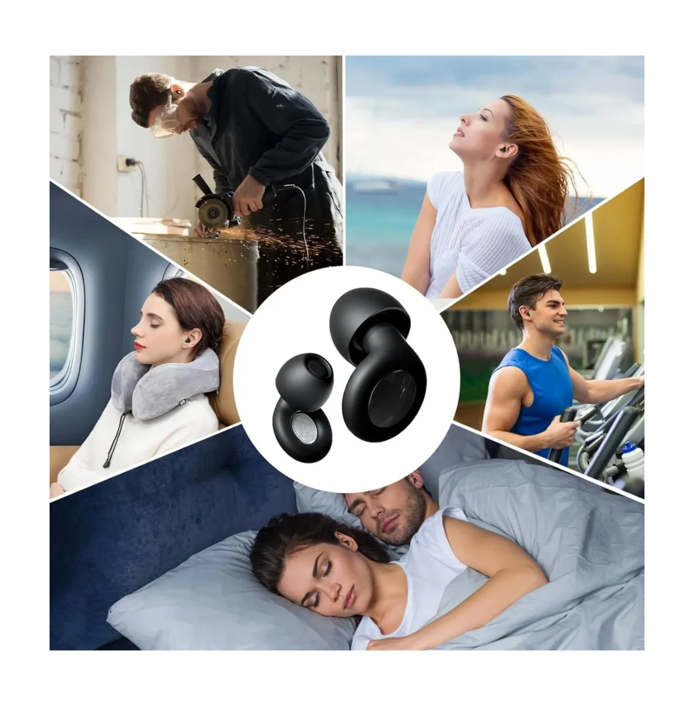 Foto 5 | Tapones Auditivos Dormir Para Oídos Concierto Con 8 Earplugs Negros