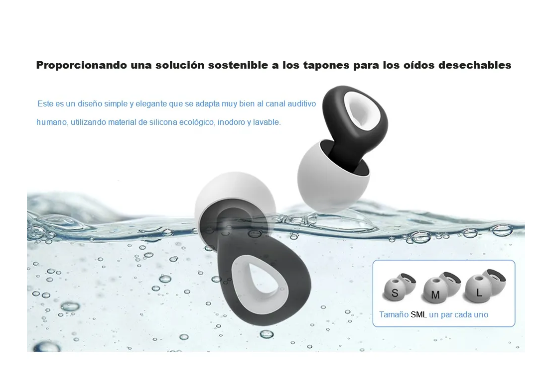 Foto 3 pulgar | Tapones Dormir Para Oídos Con Reducción De Ruido 35db Negro Con Gris