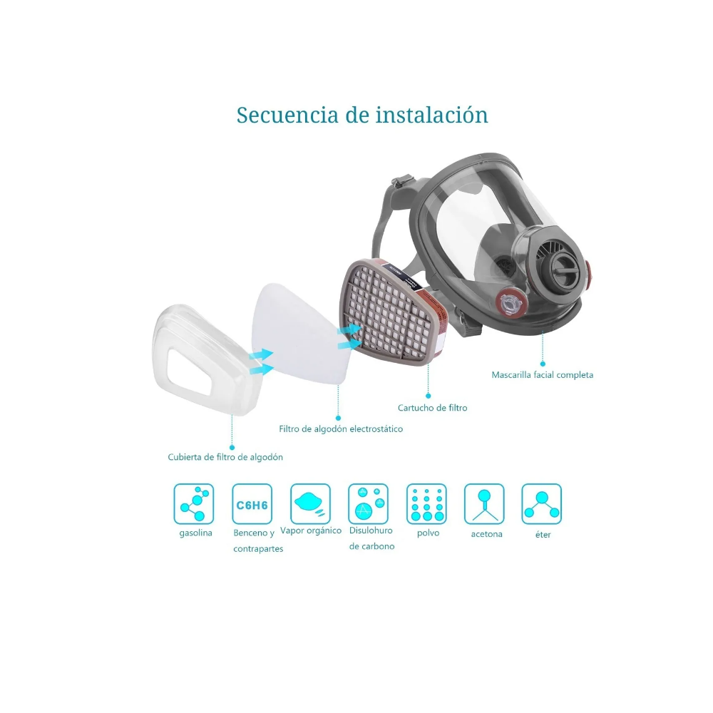 Foto 3 pulgar | Máscara De Gas Respiración 6800 Completa Con Filtro
