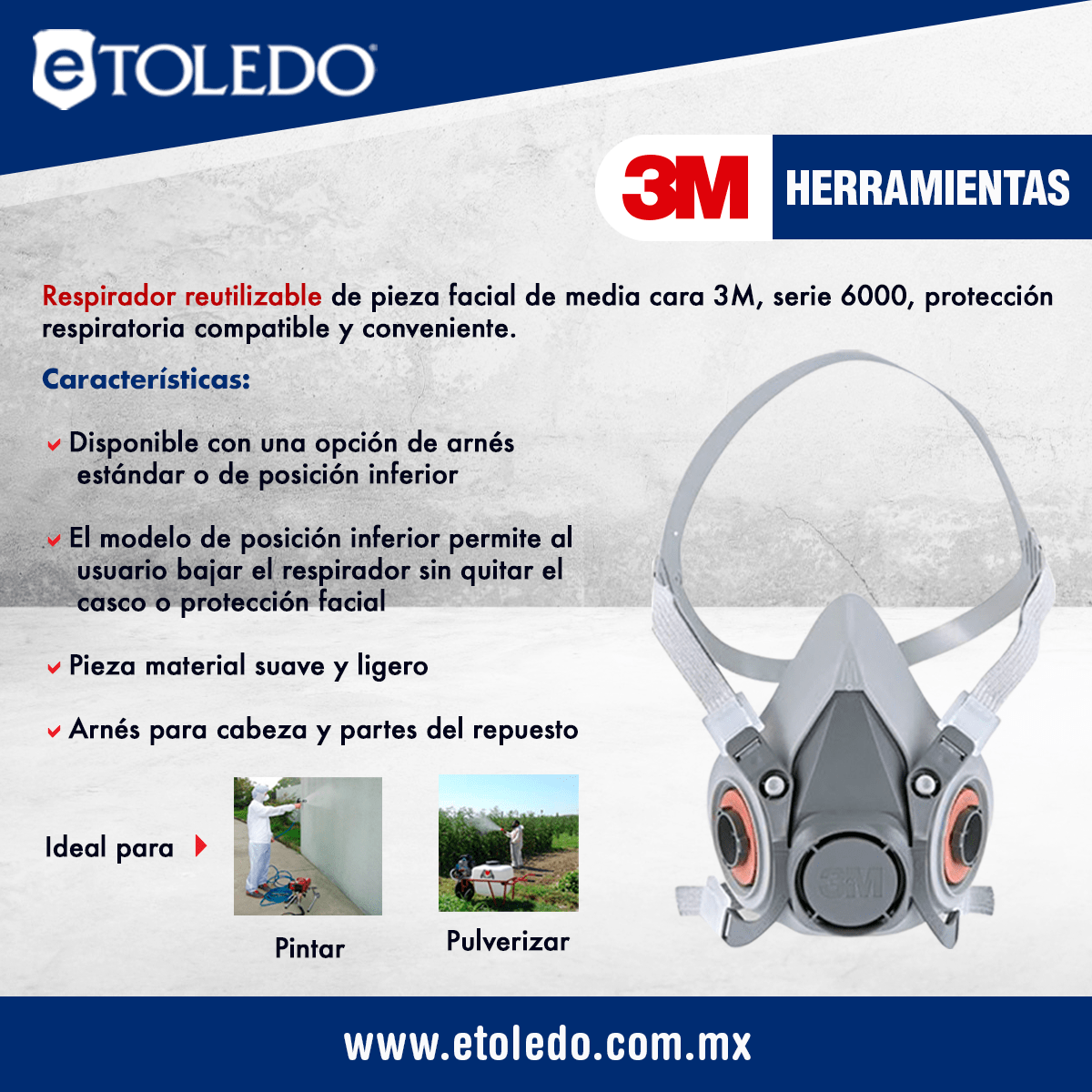 Foto 3 pulgar | Respirador Media Cara 3m Mediano