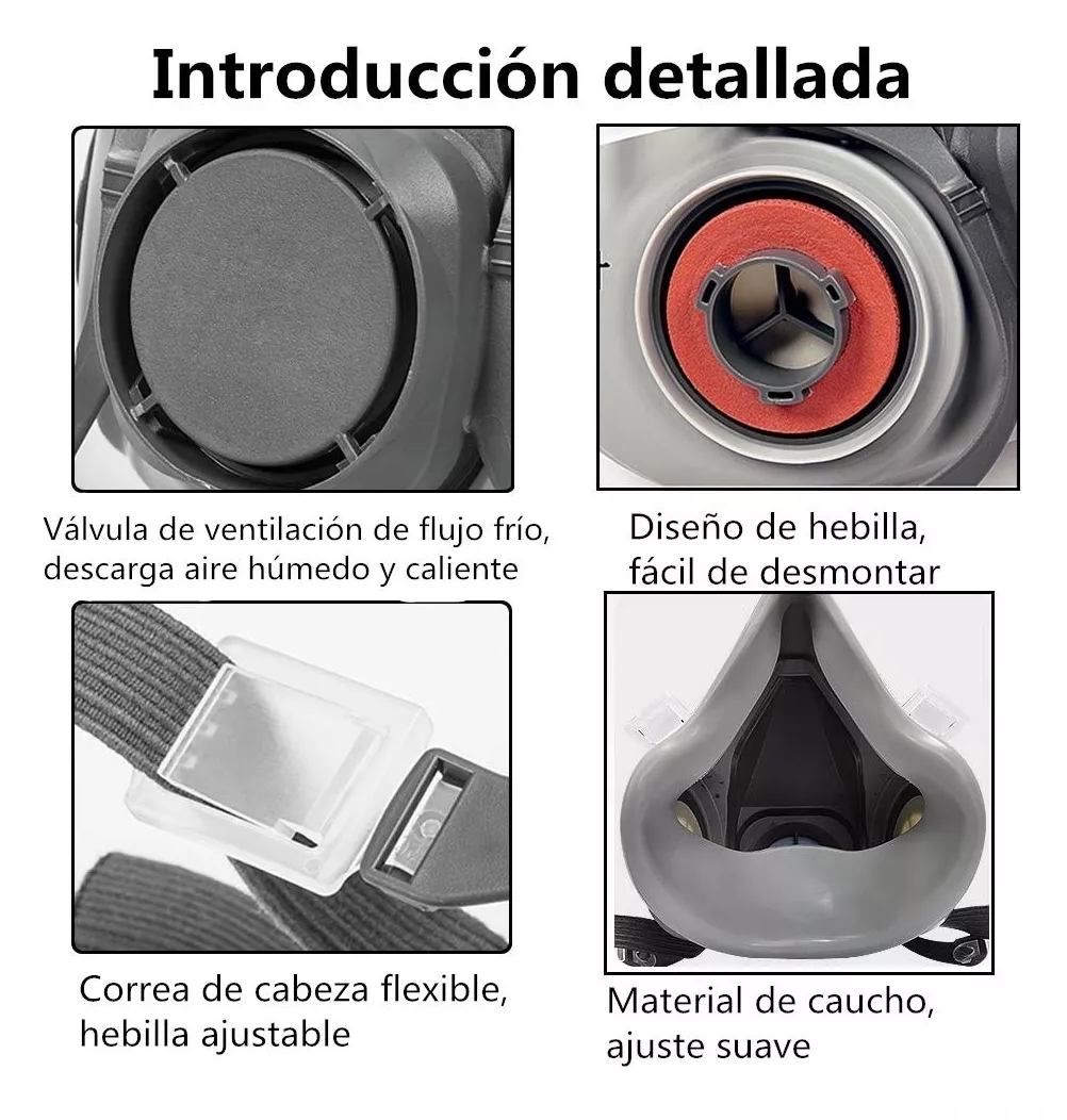 Foto 2 | Máscara De Gas Respirable + 10 Filtros De Algodón 6200